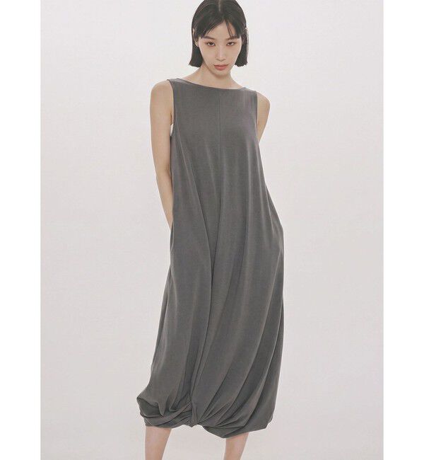 MIDIUMISOLID「MIDIUMISOLID for Ladies ジャージツイストヘムワンピース」|ワンピース|チャコールグレー