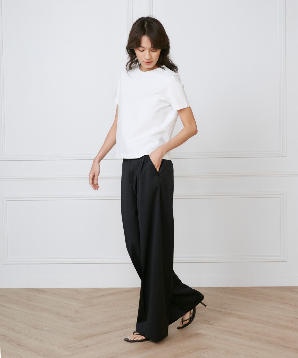 INED「《大きいサイズ》タックワイドパンツ《la veille by SUPERIOR CLOSET》」|その他|