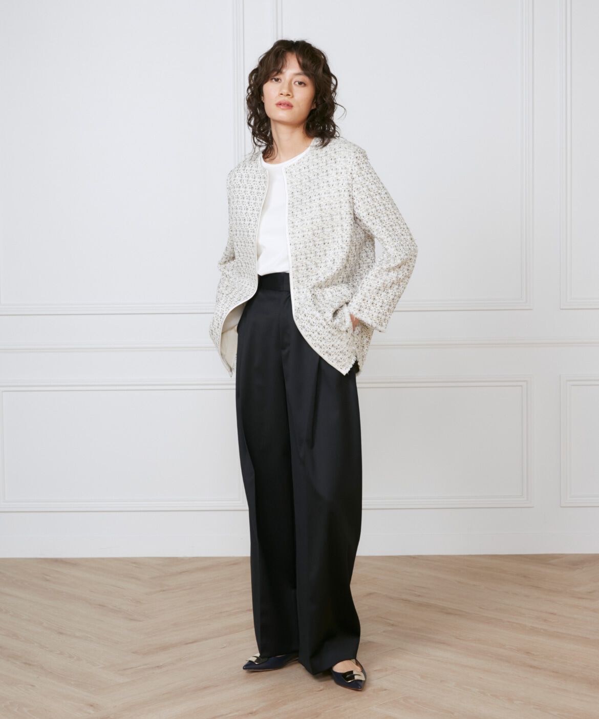 INED「《大きいサイズ》タックワイドパンツ《la veille by SUPERIOR CLOSET》」|その他|