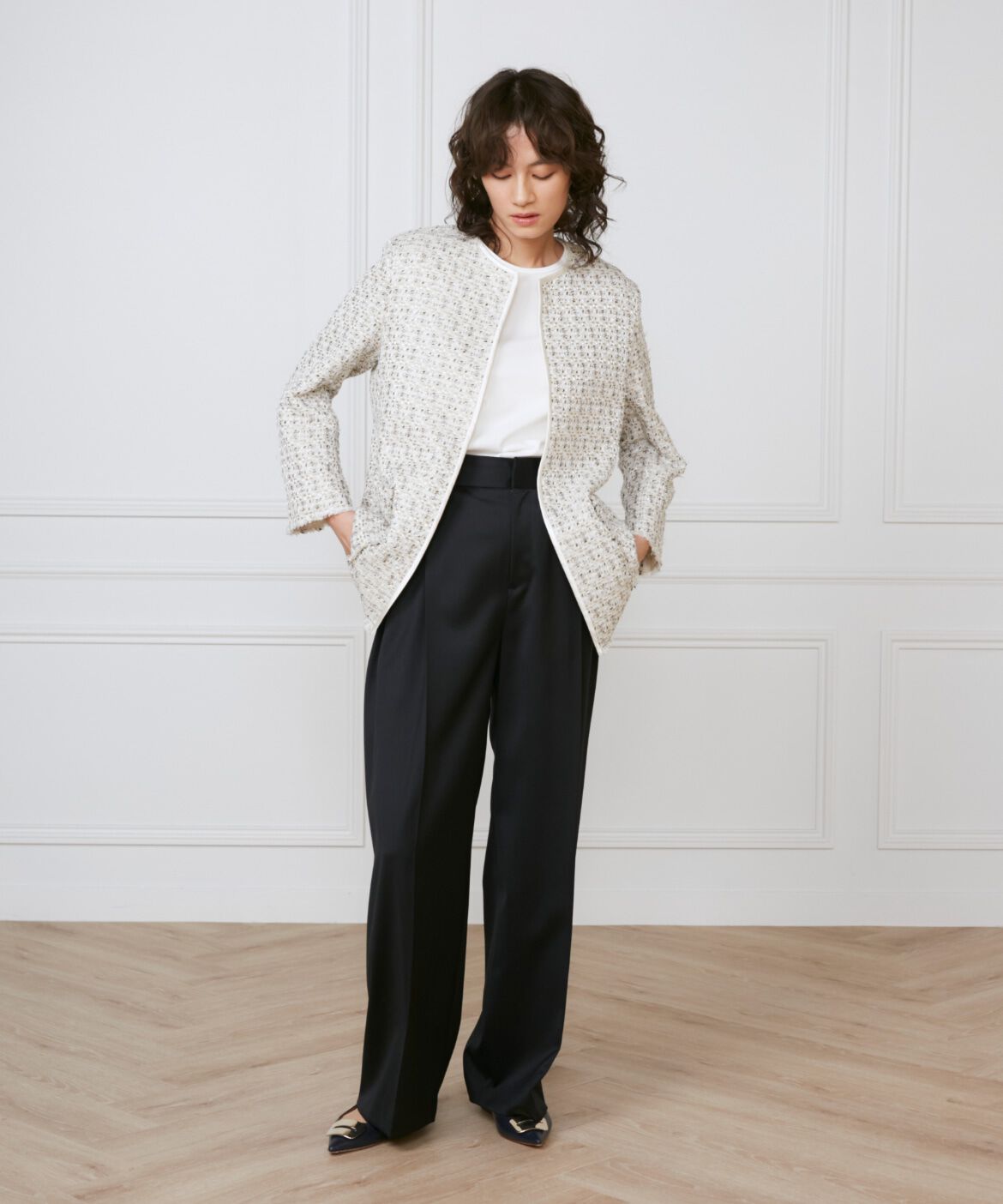 INED「《大きいサイズ》タックワイドパンツ《la veille by SUPERIOR CLOSET》」|その他|