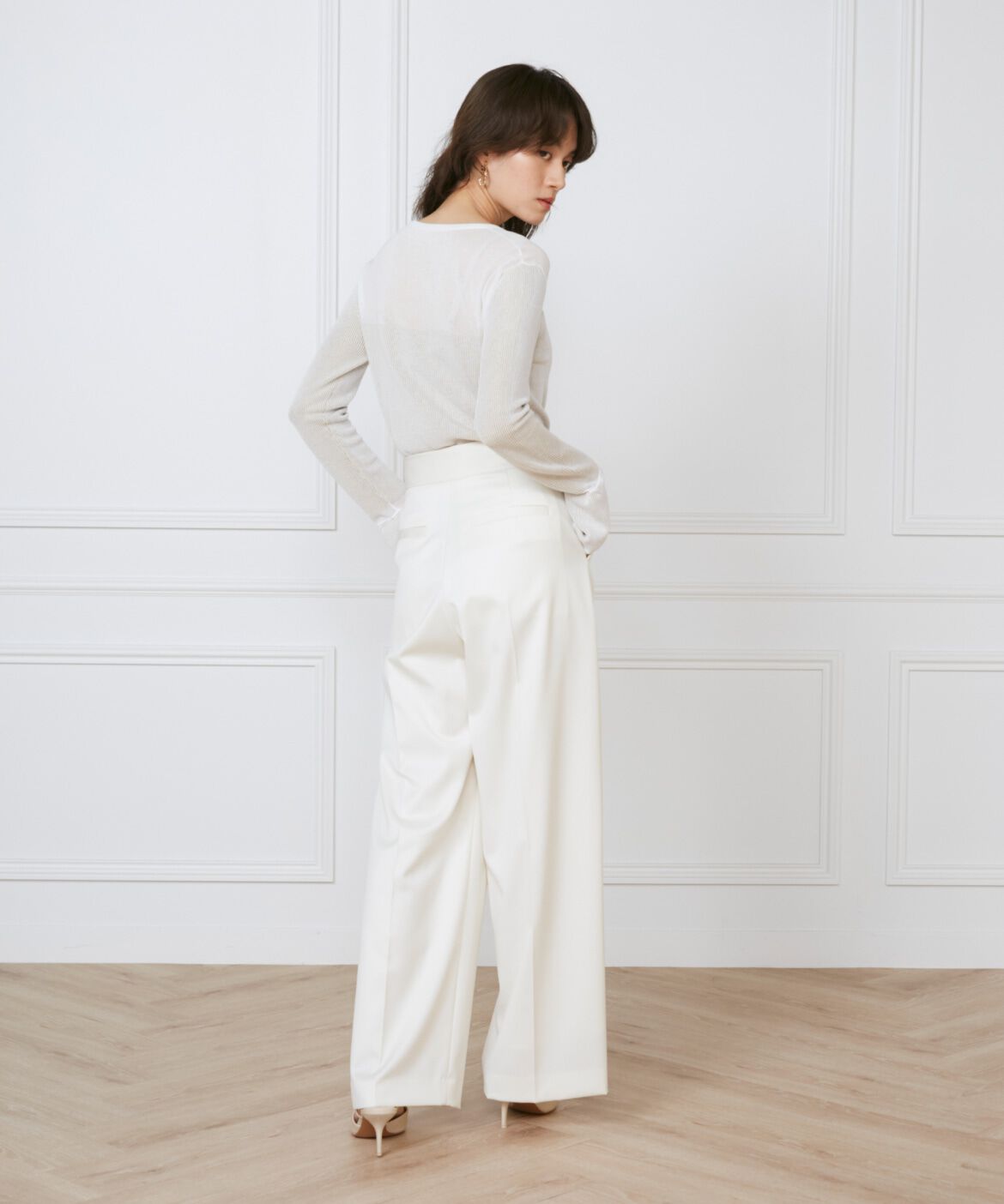 INED「《大きいサイズ》タックワイドパンツ《la veille by SUPERIOR CLOSET》」|その他|