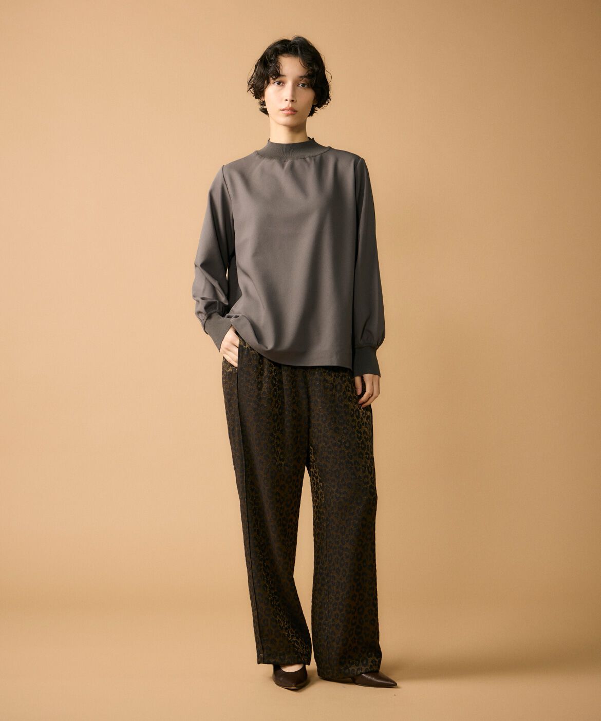 Le Souk「《大きいサイズ》リブボトルネックプルオーバー」|Tシャツ・カットソー|