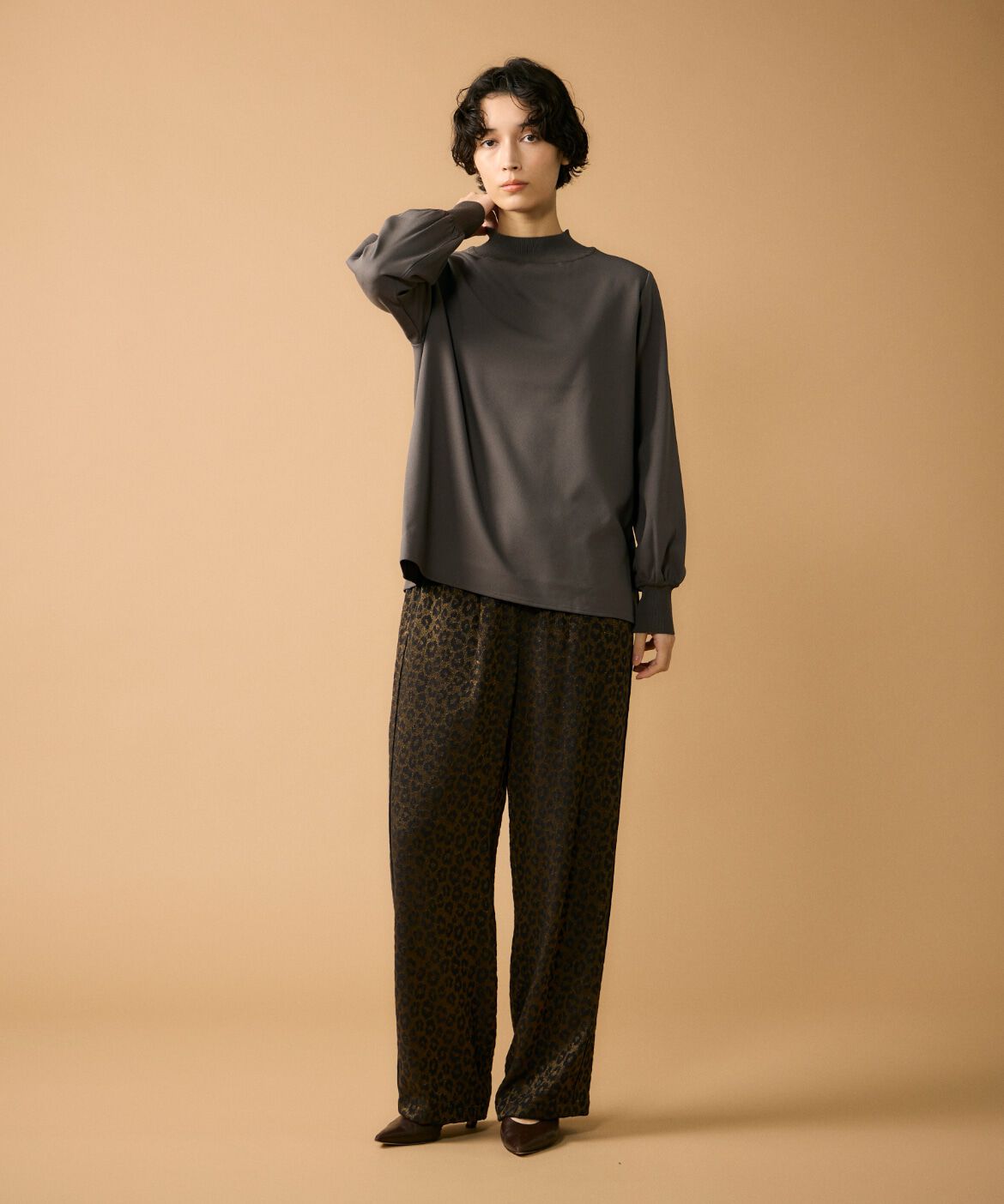 Le Souk「《大きいサイズ》リブボトルネックプルオーバー」|Tシャツ・カットソー|