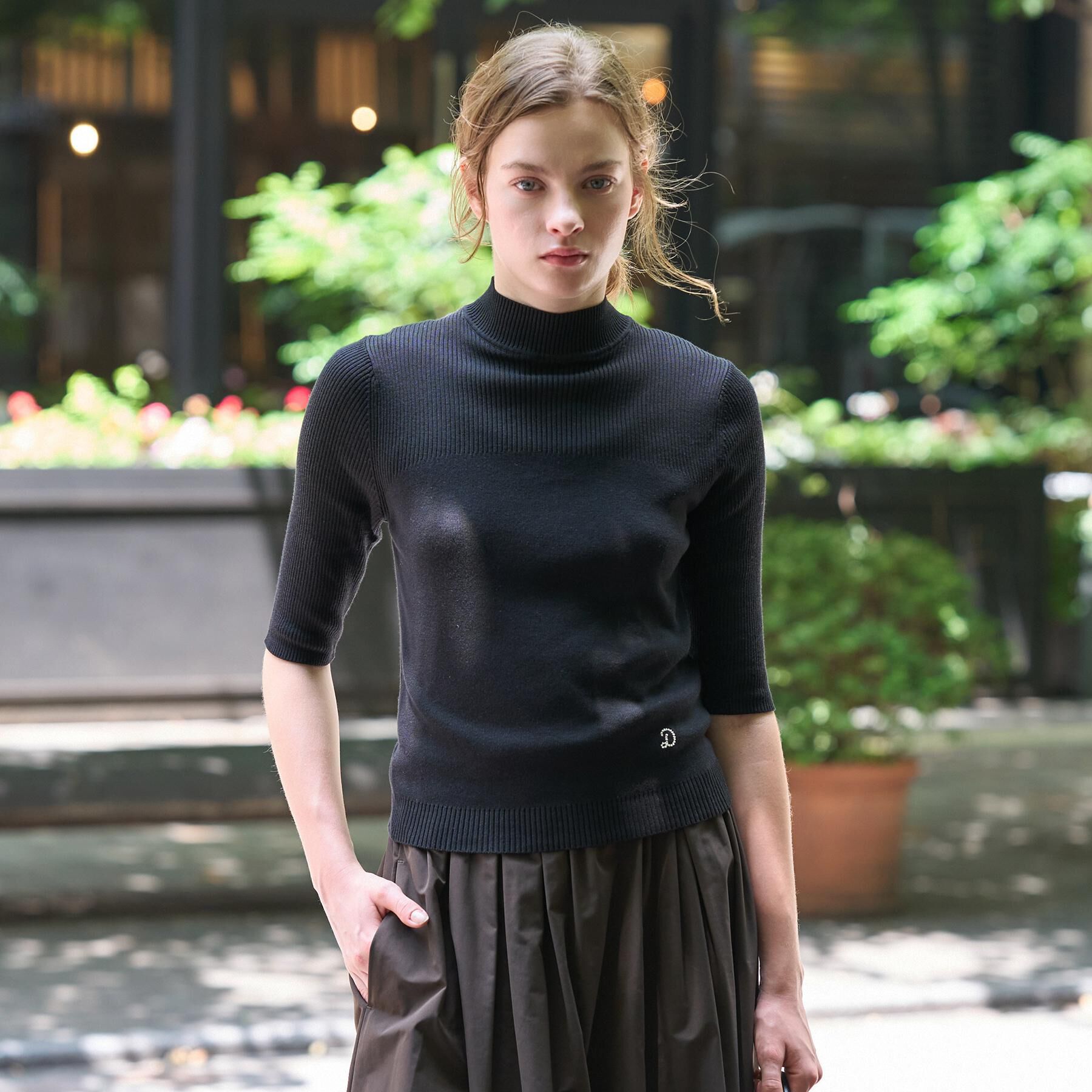 DRESSTERIOR「【接触冷感】クールタッチカットハーフスリーブプルオーバー」|ニット・セーター|