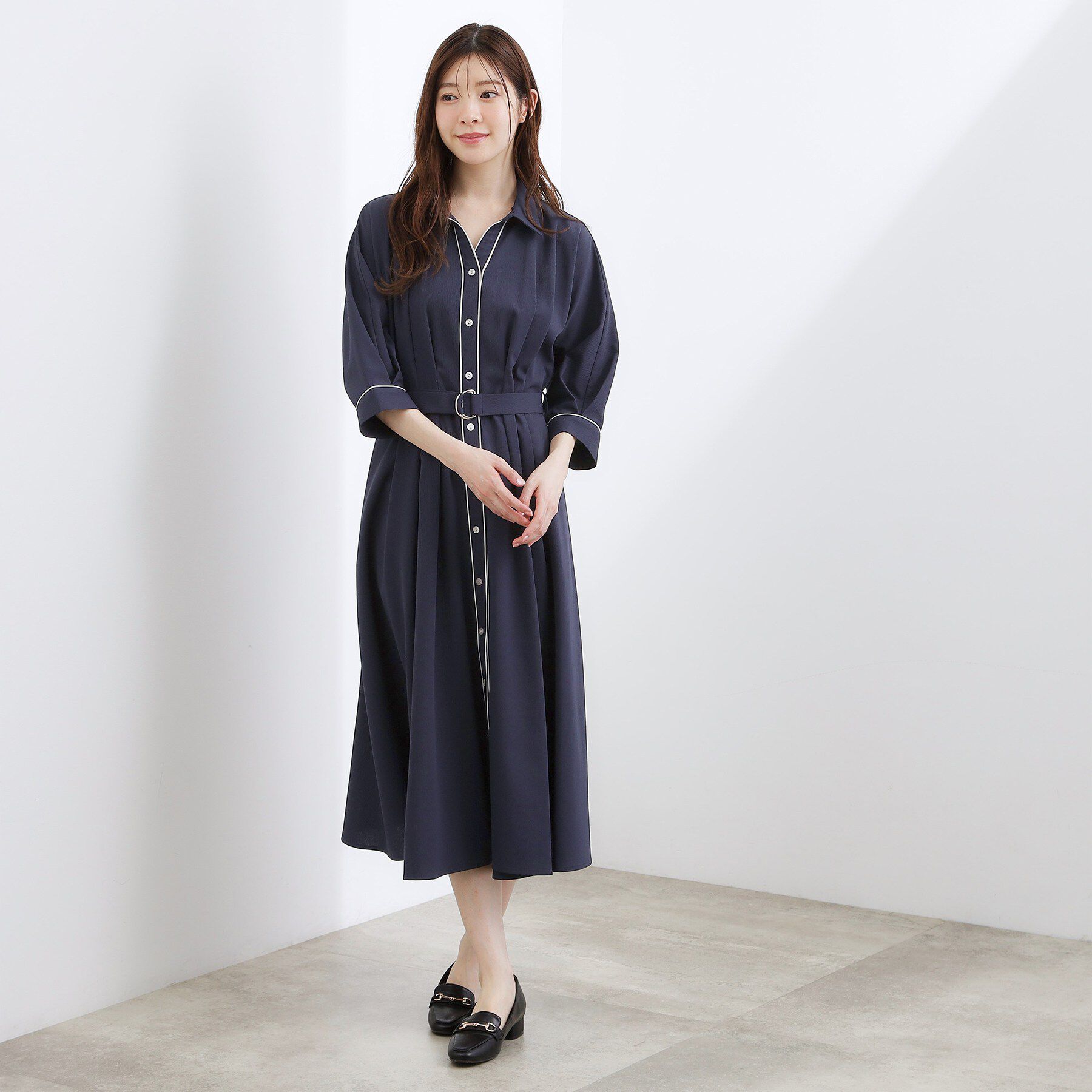 grove「【美シルエット】ウエストタック配色ワンピース」|ワンピース|