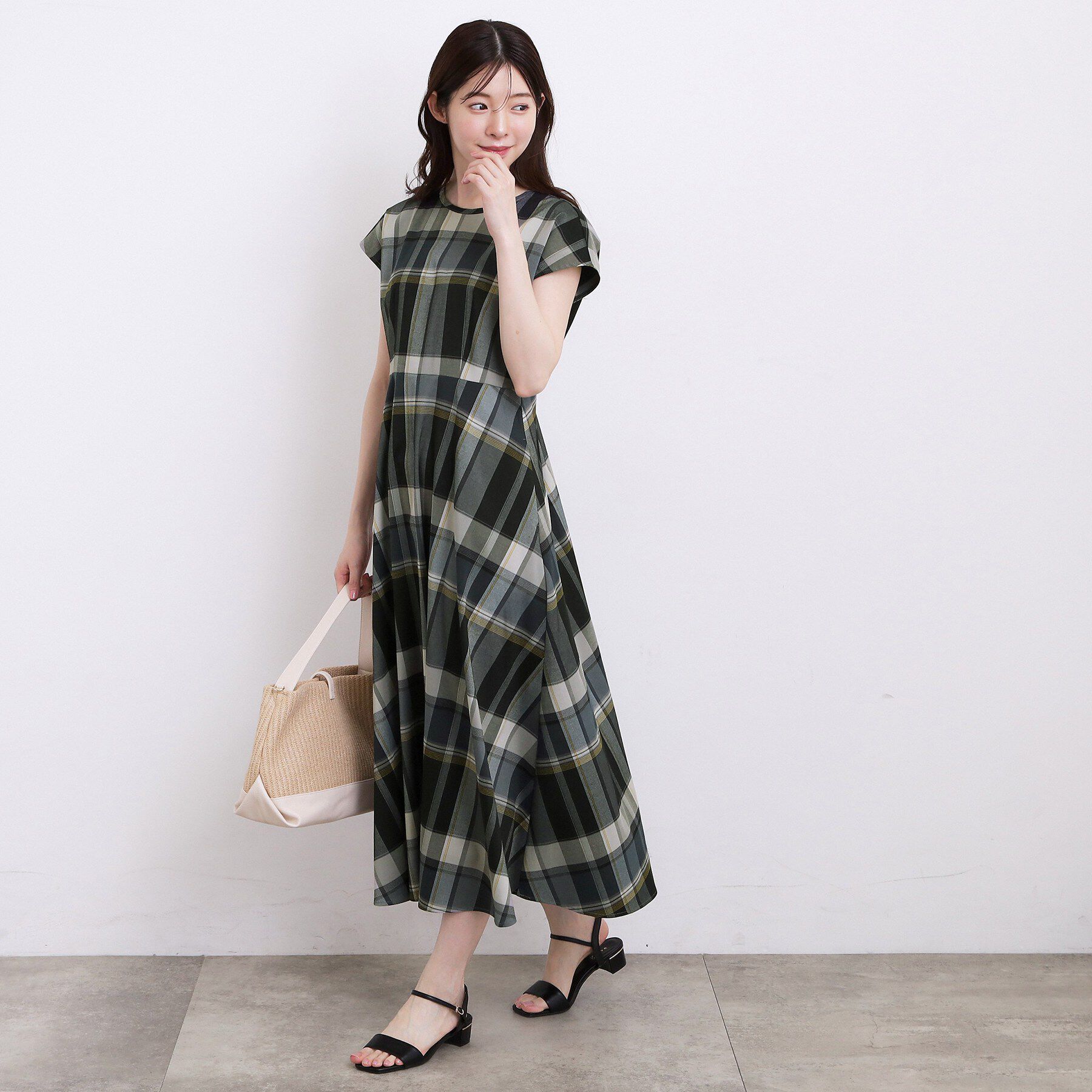 grove「【低身長さんも選べる着丈】マドラスチェックワンピース」|ワンピース|