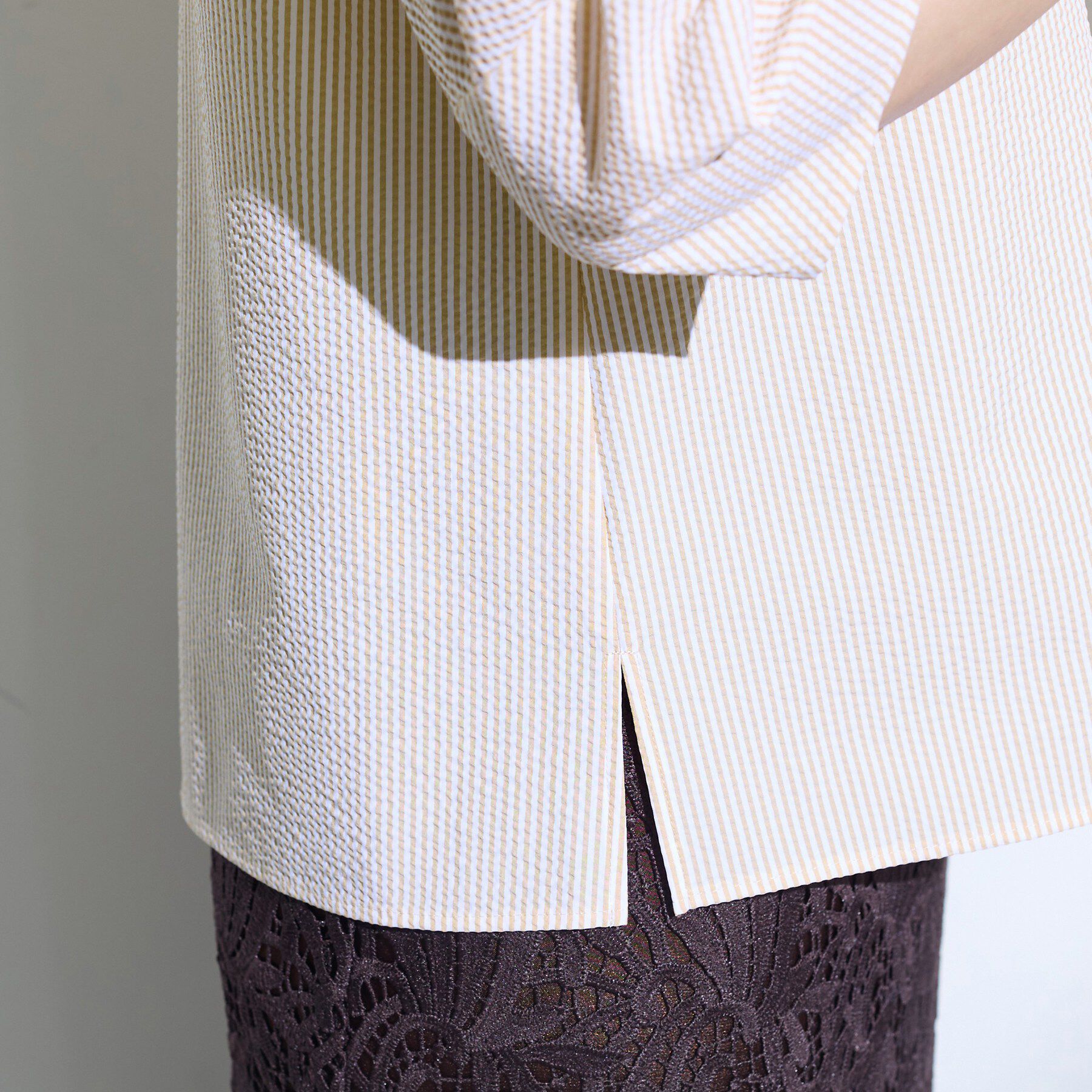 INDIVI「【撥水／UVケア】ねじり袖サッカートップス」|Tシャツ・カットソー|