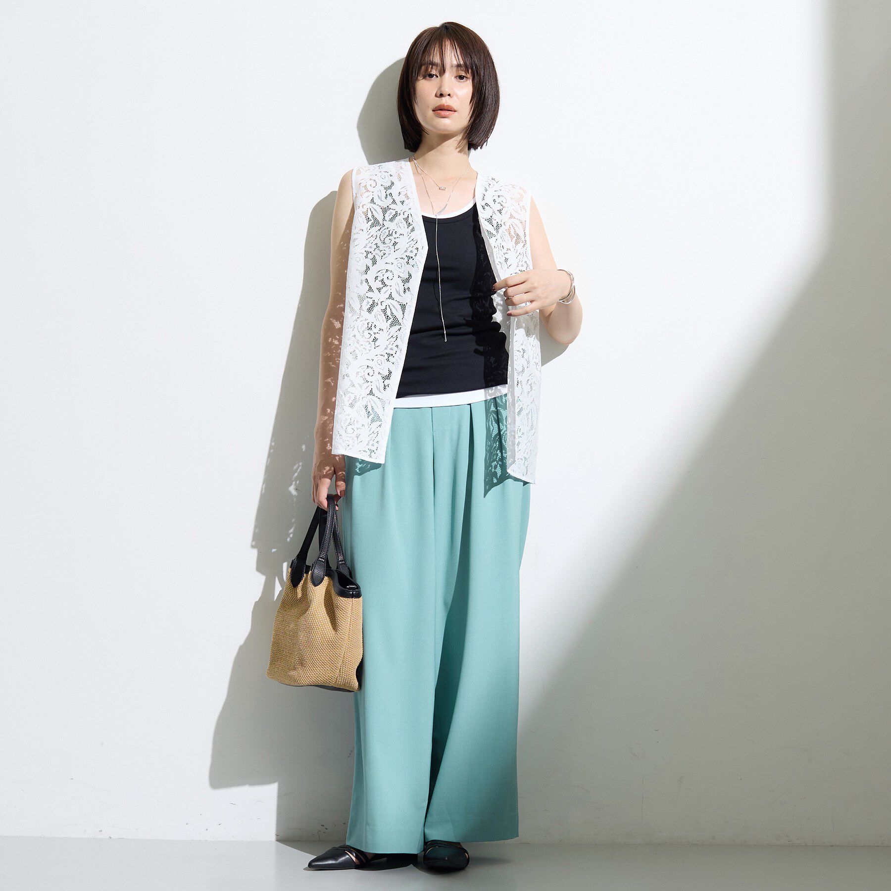 INDIVI「【SETUP可／清涼感〇】ウエストゴム イージーワイドパンツ」|その他|