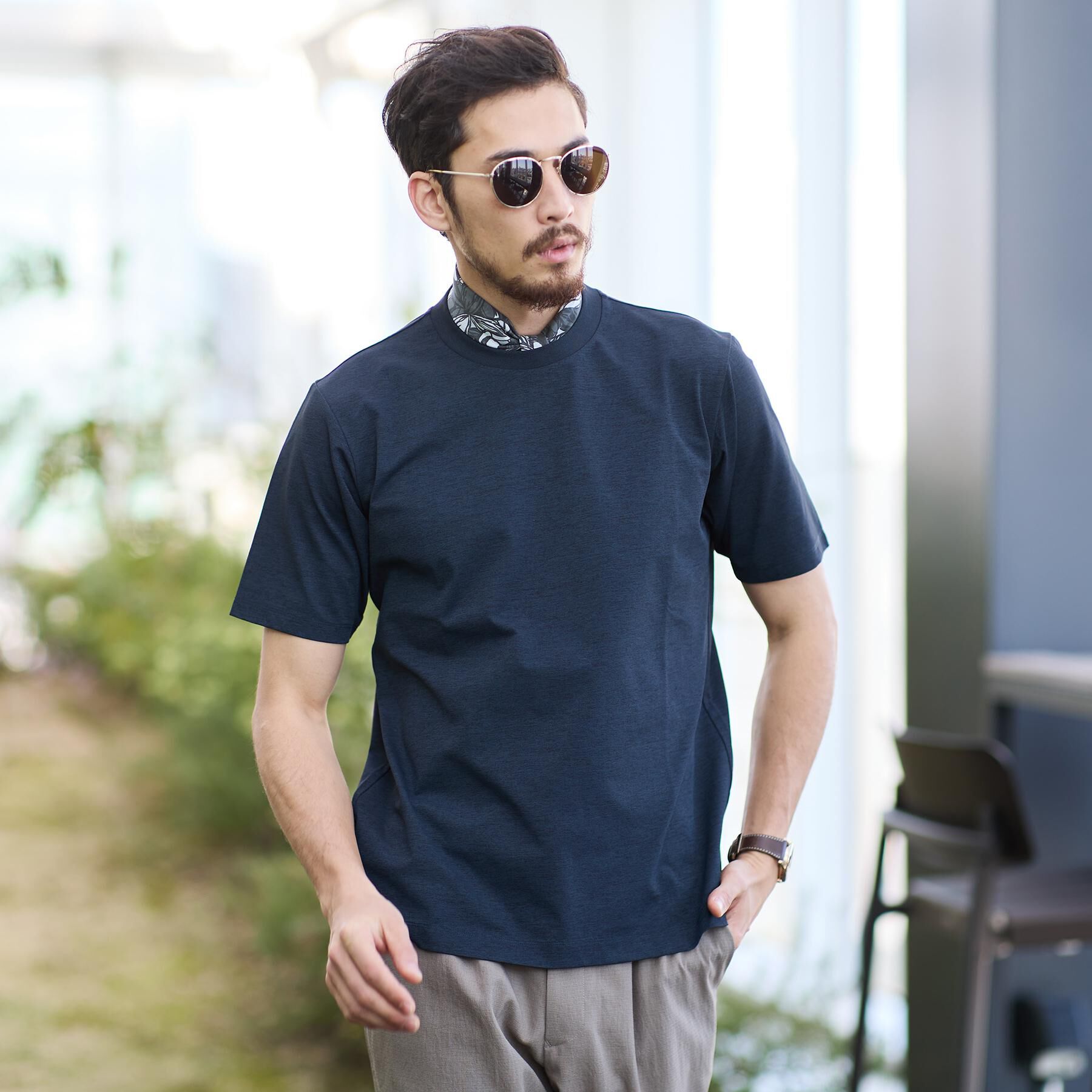 TAKEO KIKUCHI「【汗染み軽減/接触冷感】テーラード Tシャツ」|Tシャツ・カットソー|