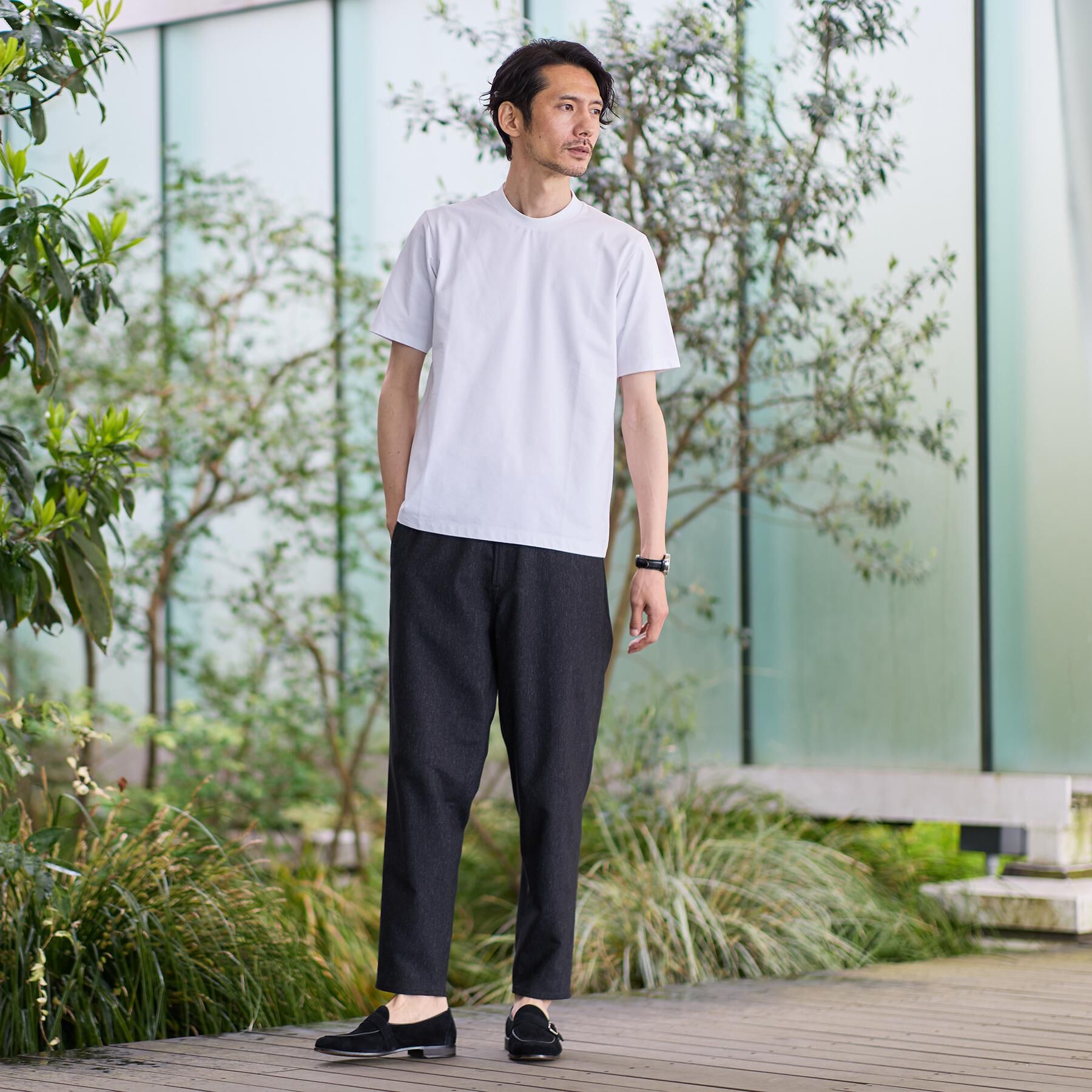 TAKEO KIKUCHI「【汗染み軽減/接触冷感】テーラード Tシャツ」|Tシャツ・カットソー|