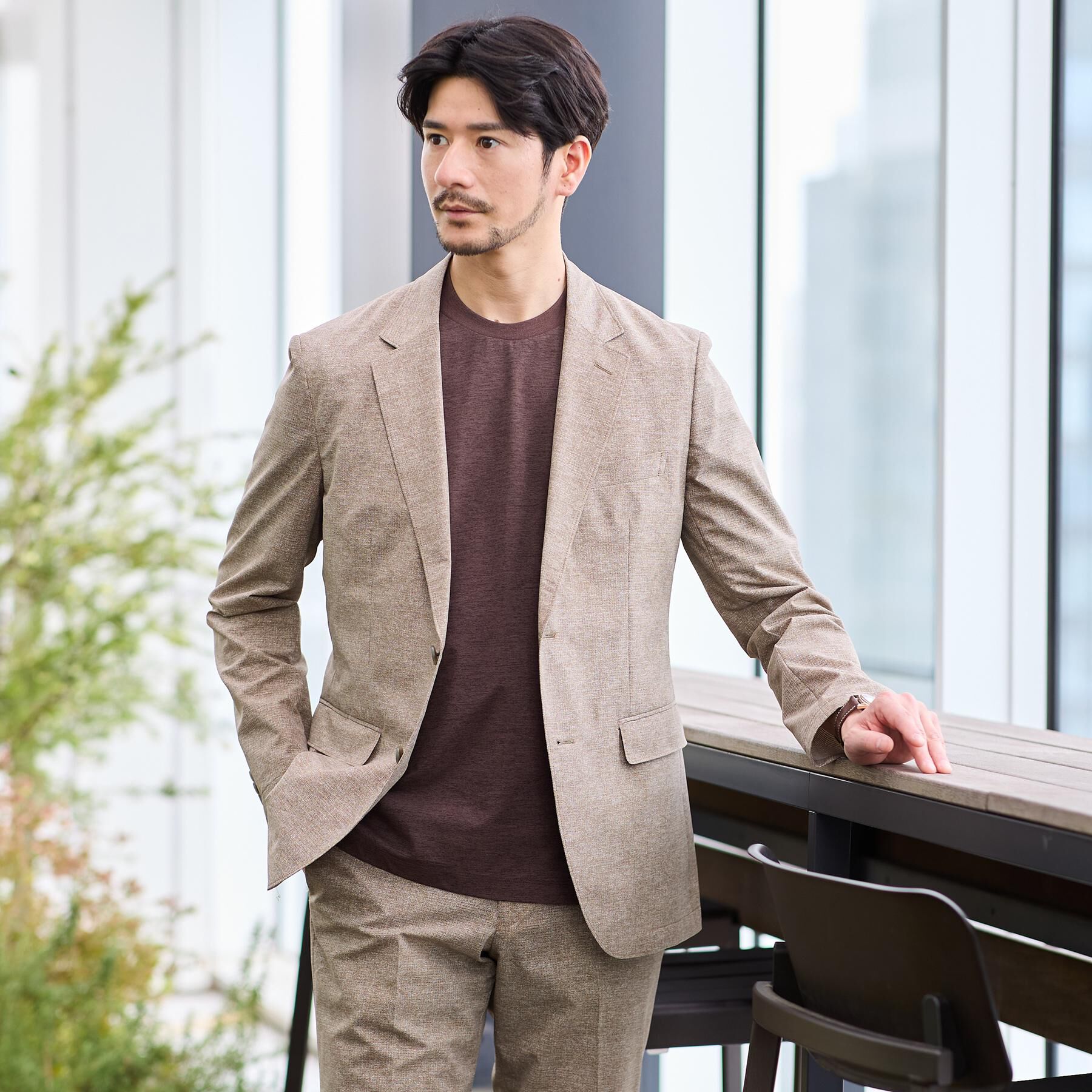 TAKEO KIKUCHI「【汗染み軽減/接触冷感】テーラード Tシャツ」|Tシャツ・カットソー|