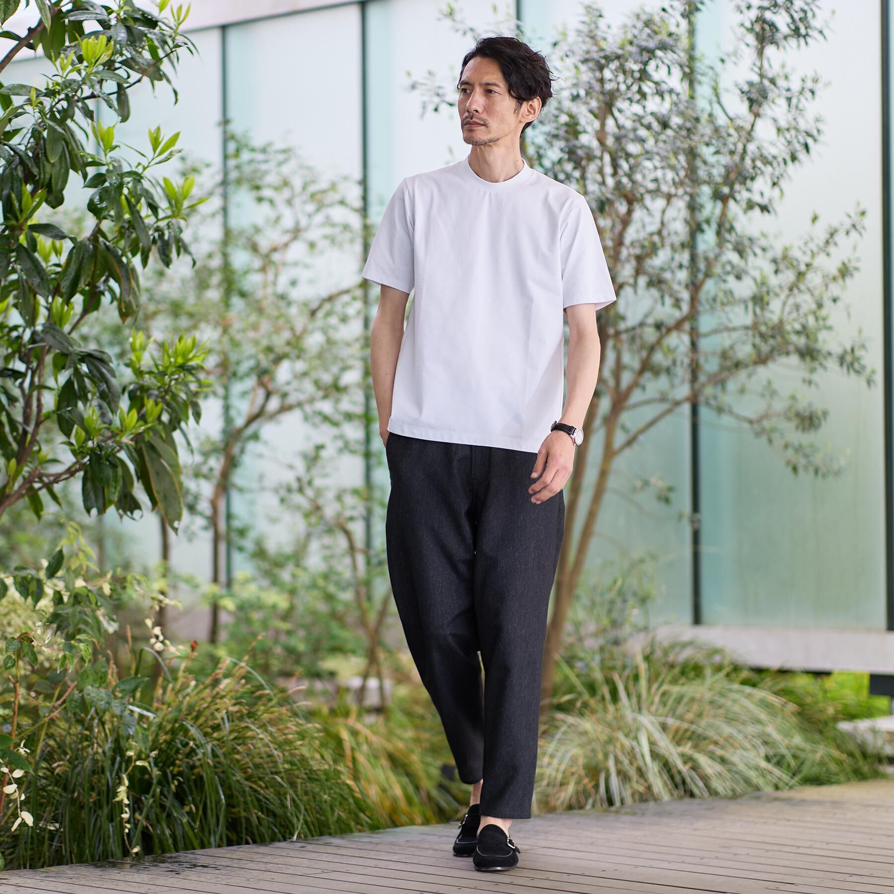 TAKEO KIKUCHI「【汗染み軽減/接触冷感】テーラード Tシャツ」|Tシャツ・カットソー|