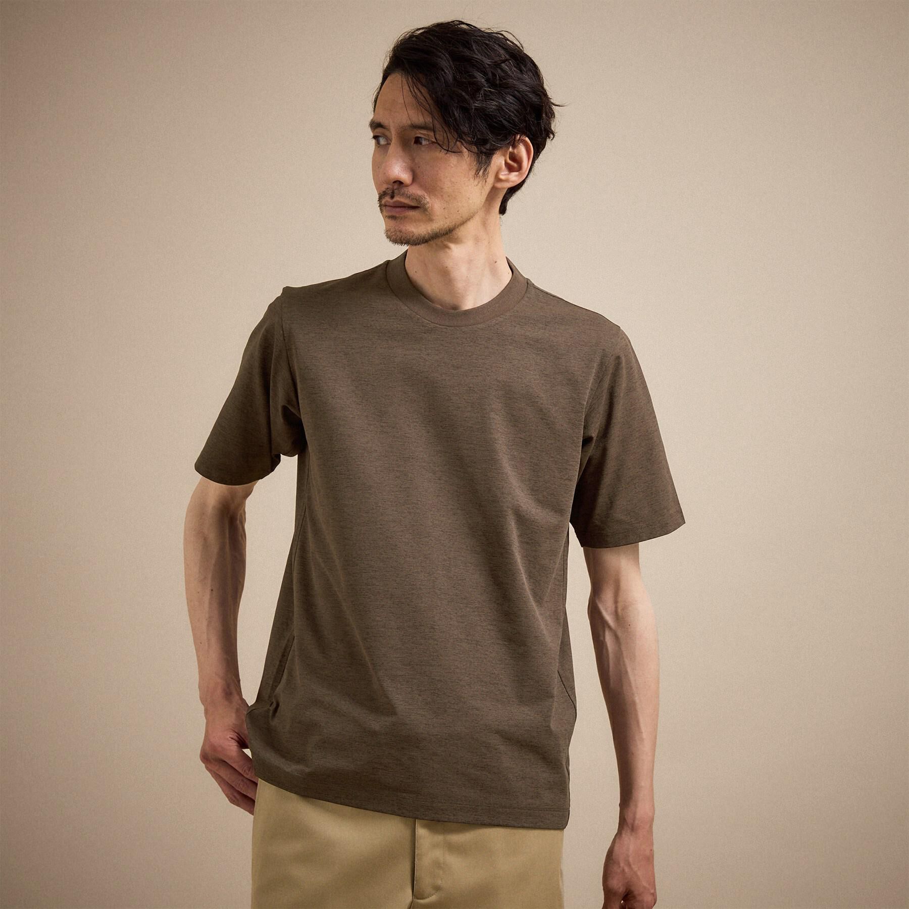 TAKEO KIKUCHI「【汗染み軽減/接触冷感】テーラード Tシャツ」|Tシャツ・カットソー|ブラウン(043)