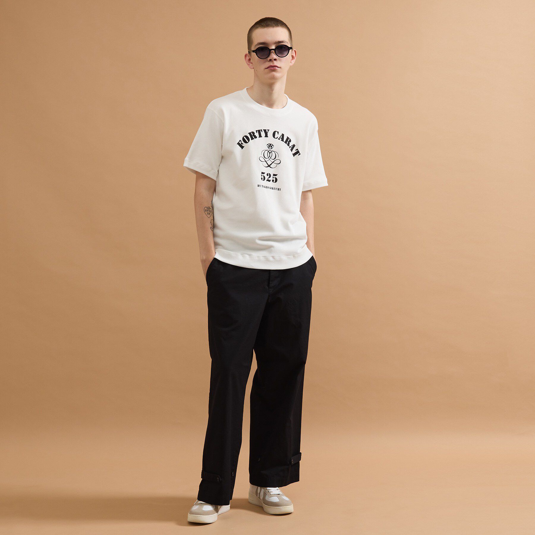 40CARATS&525「カレッジ風ミニ裏毛半袖Tシャツ」|Tシャツ・カットソー|