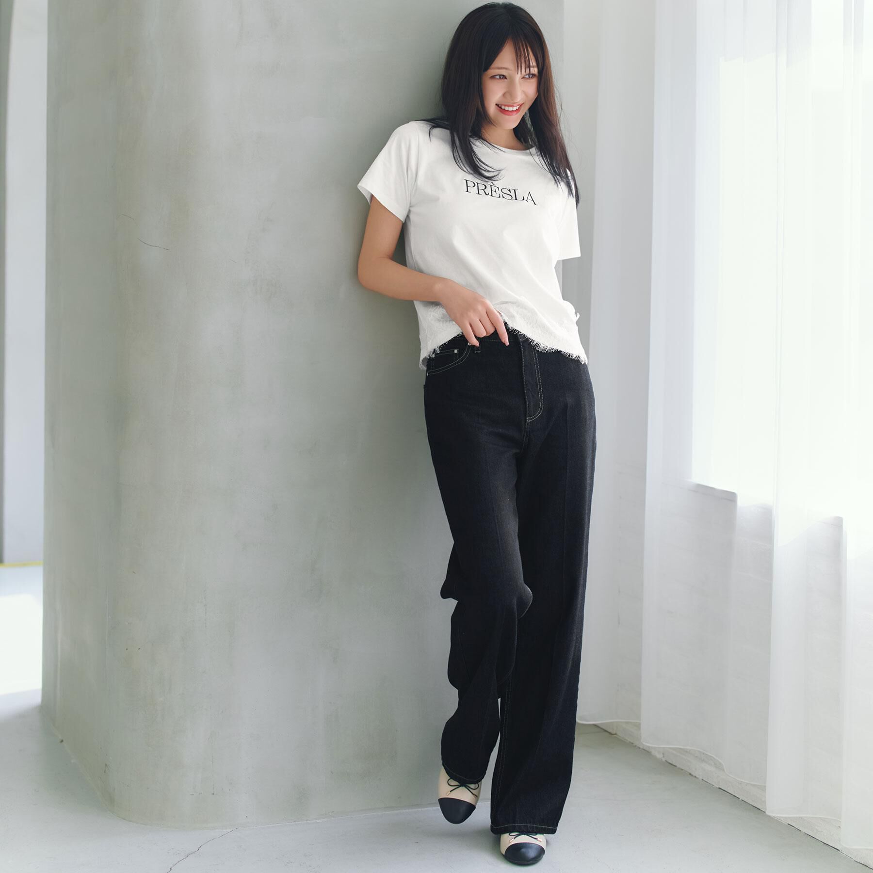 index「【接触冷感／UVケア】裾レースロゴTシャツ《洗濯機OK／S-3L》」|Tシャツ・カットソー|