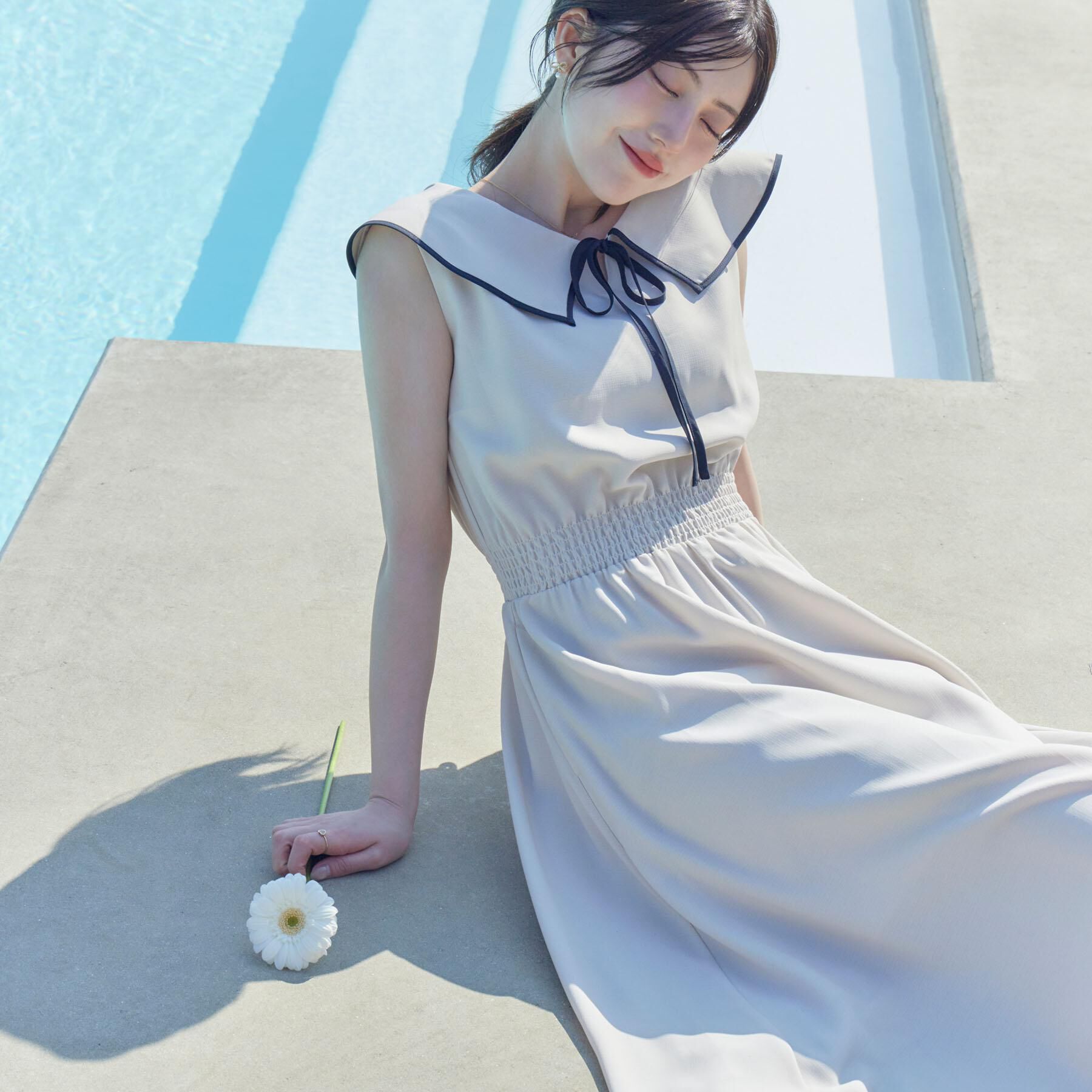 Couture broach「【洗える】リネンライク マリンワンピース」|ワンピース|