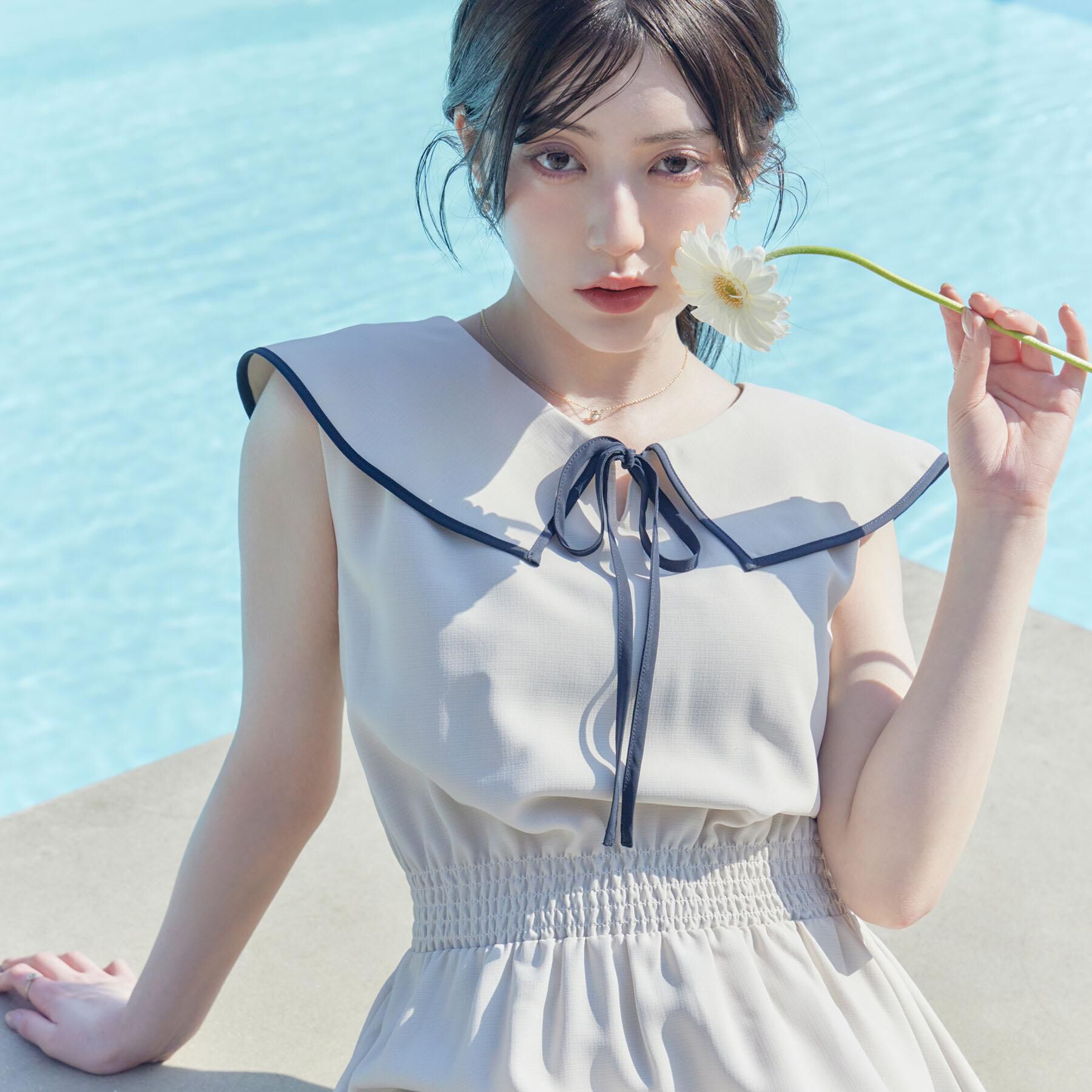 Couture broach「【洗える】リネンライク マリンワンピース」|ワンピース|
