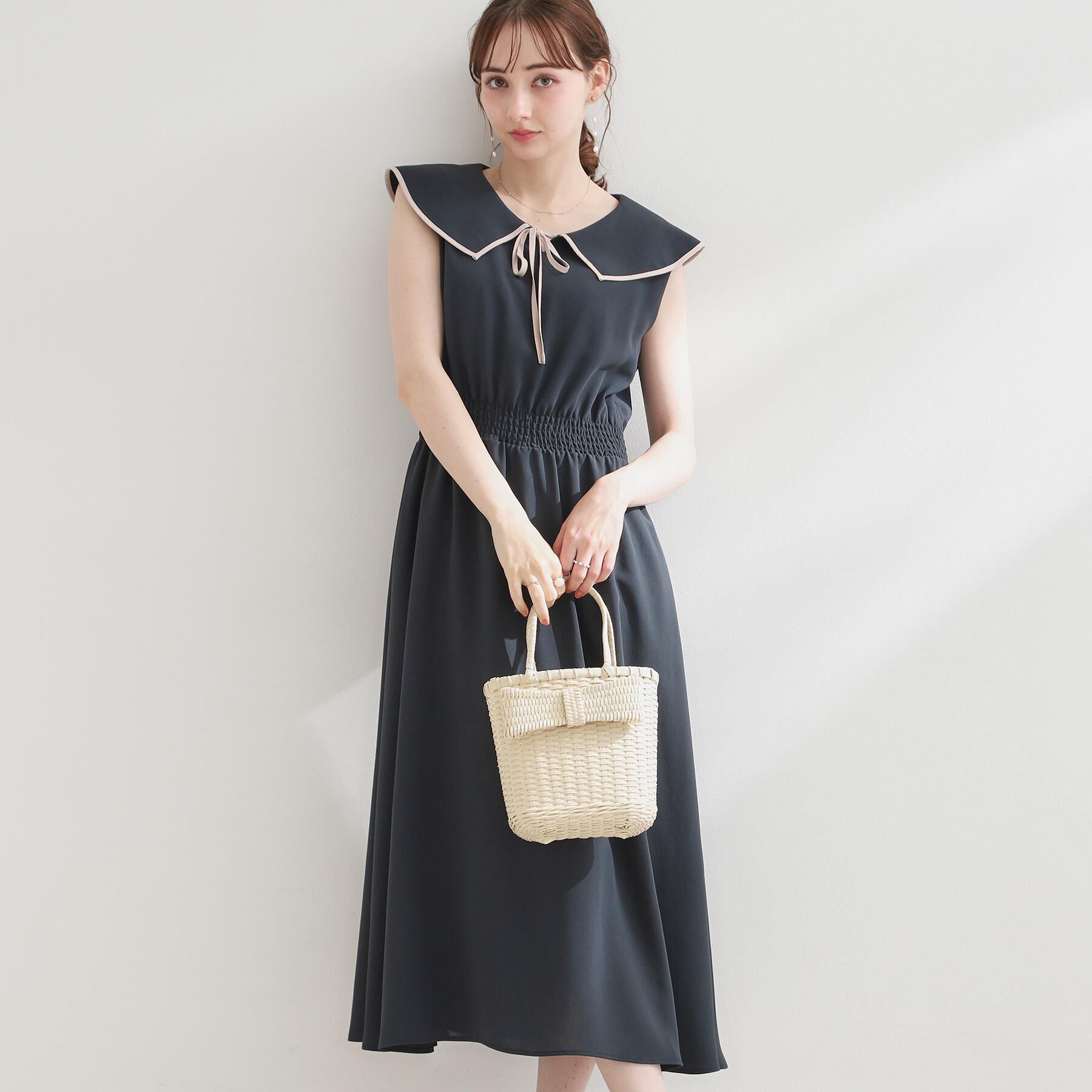 Couture broach「【洗える】リネンライク マリンワンピース」|ワンピース|