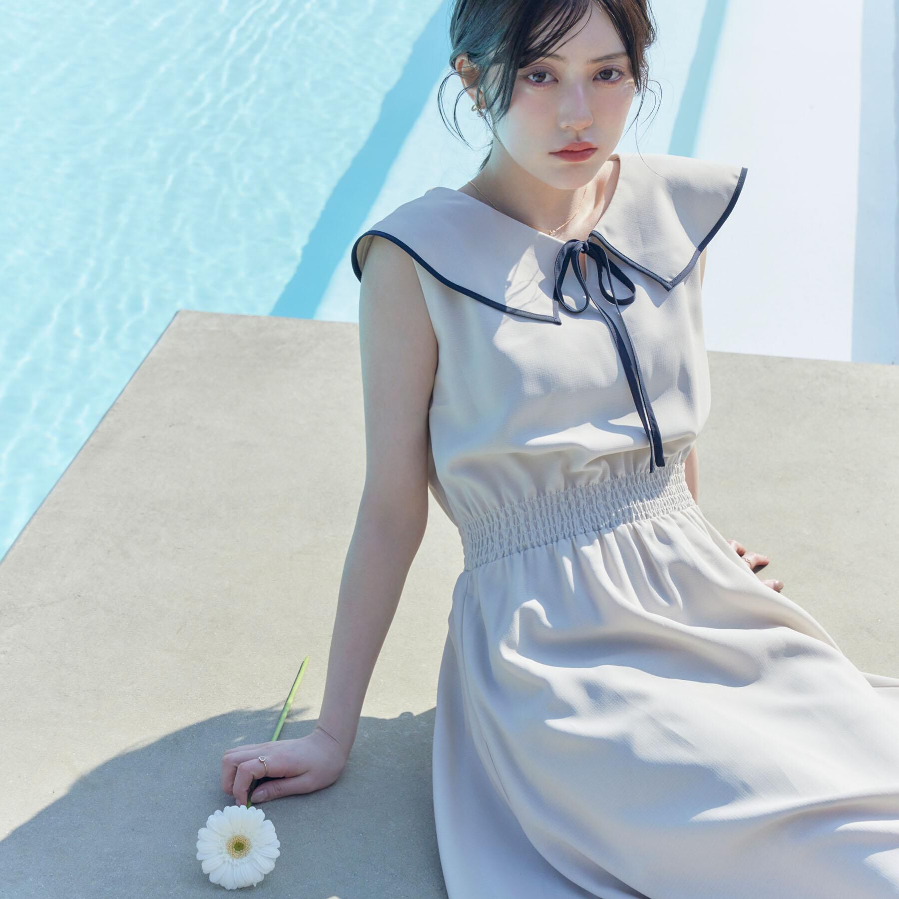 Couture broach「【洗える】リネンライク マリンワンピース」|ワンピース|ライトベージュ(55