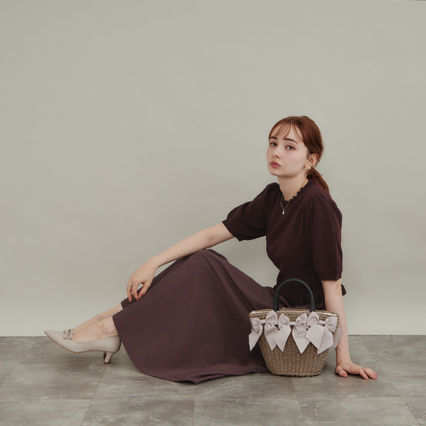 Couture broach「【ほんのり甘い】フリルニット ドッキングワンピース【洗濯機可】」|ワンピース|