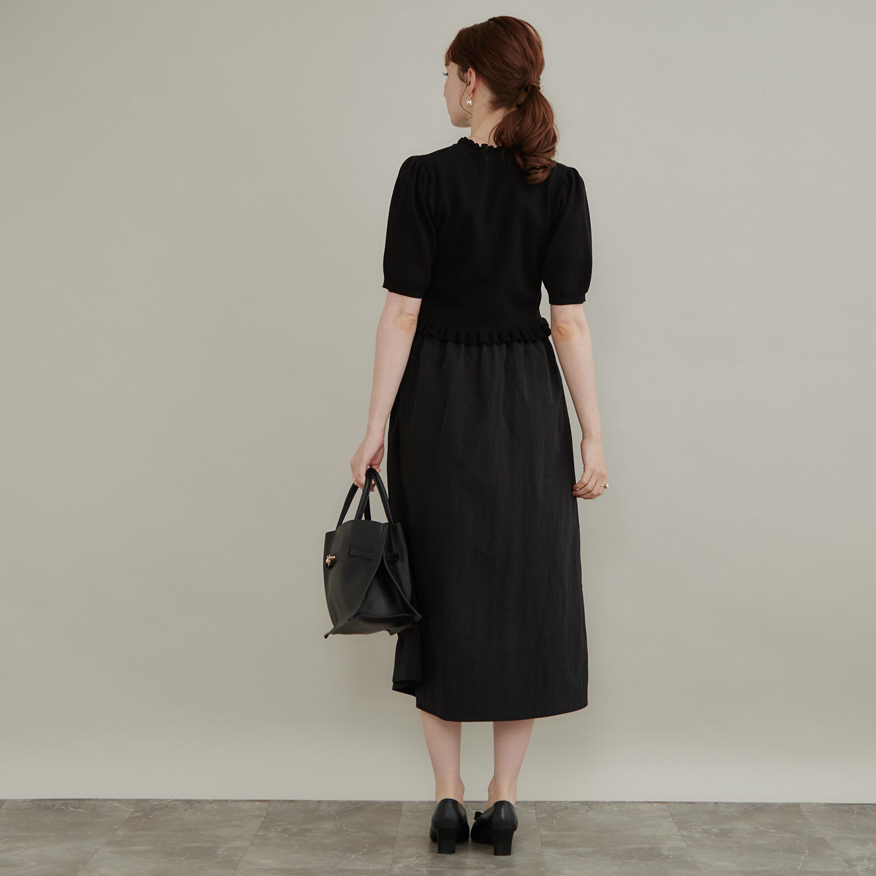 Couture broach「【ほんのり甘い】フリルニット ドッキングワンピース【洗濯機可】」|ワンピース|