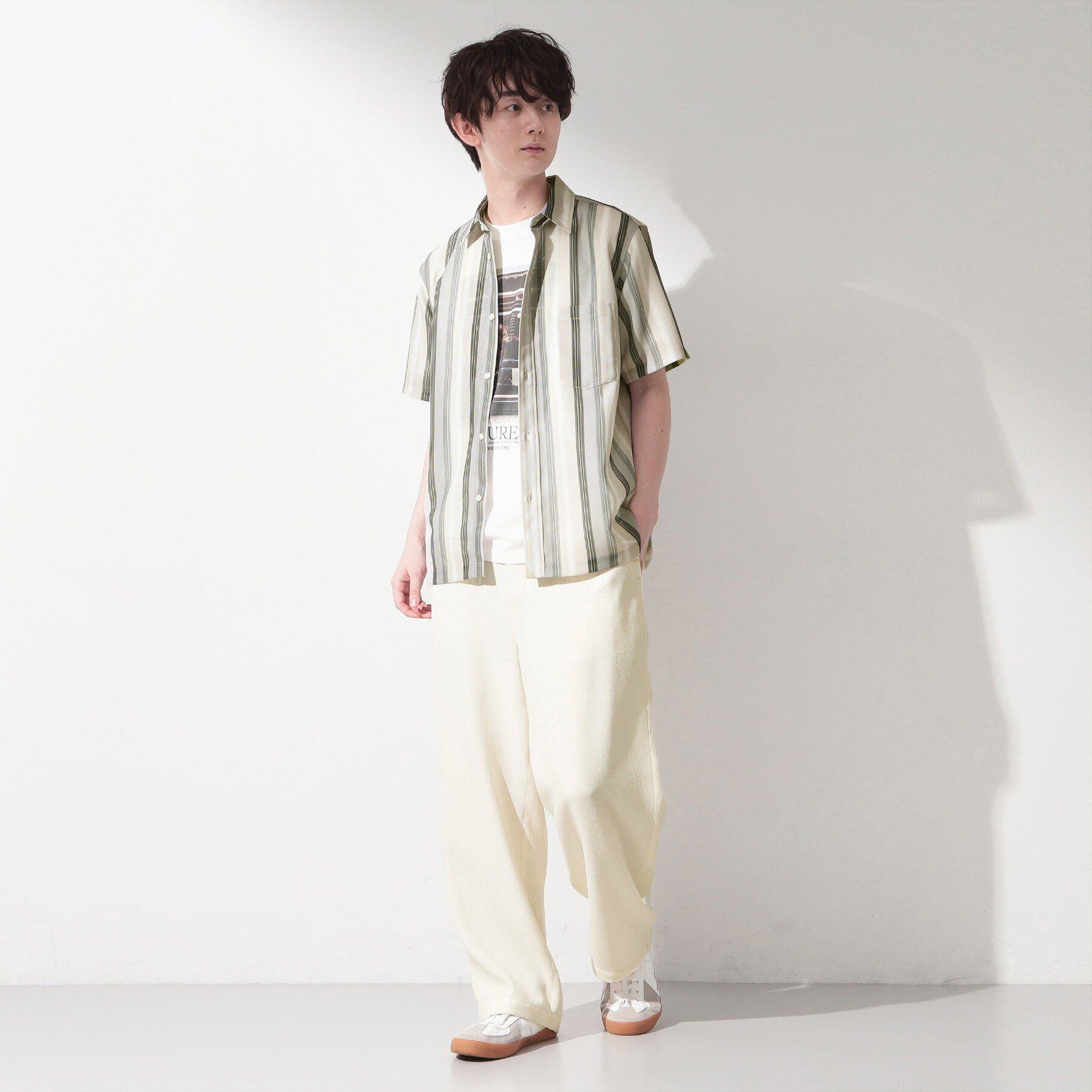 THE SHOP TK「メッシュ ストライプ半袖シャツ 洗濯機OK／通気性◎」|シャツ・ブラウス|