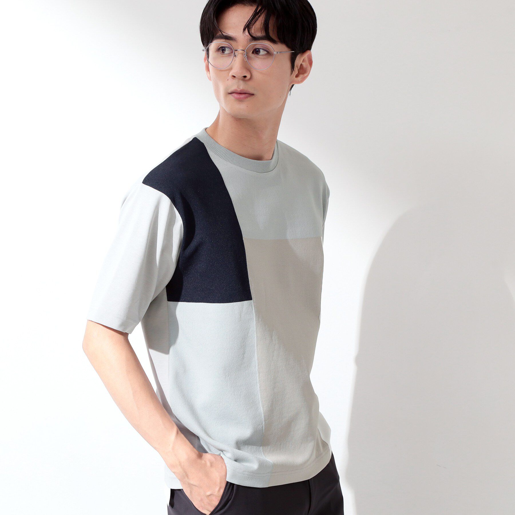 THE SHOP TK「【洗濯機OK】ブロッキング半袖ニット」|ニット・セーター|