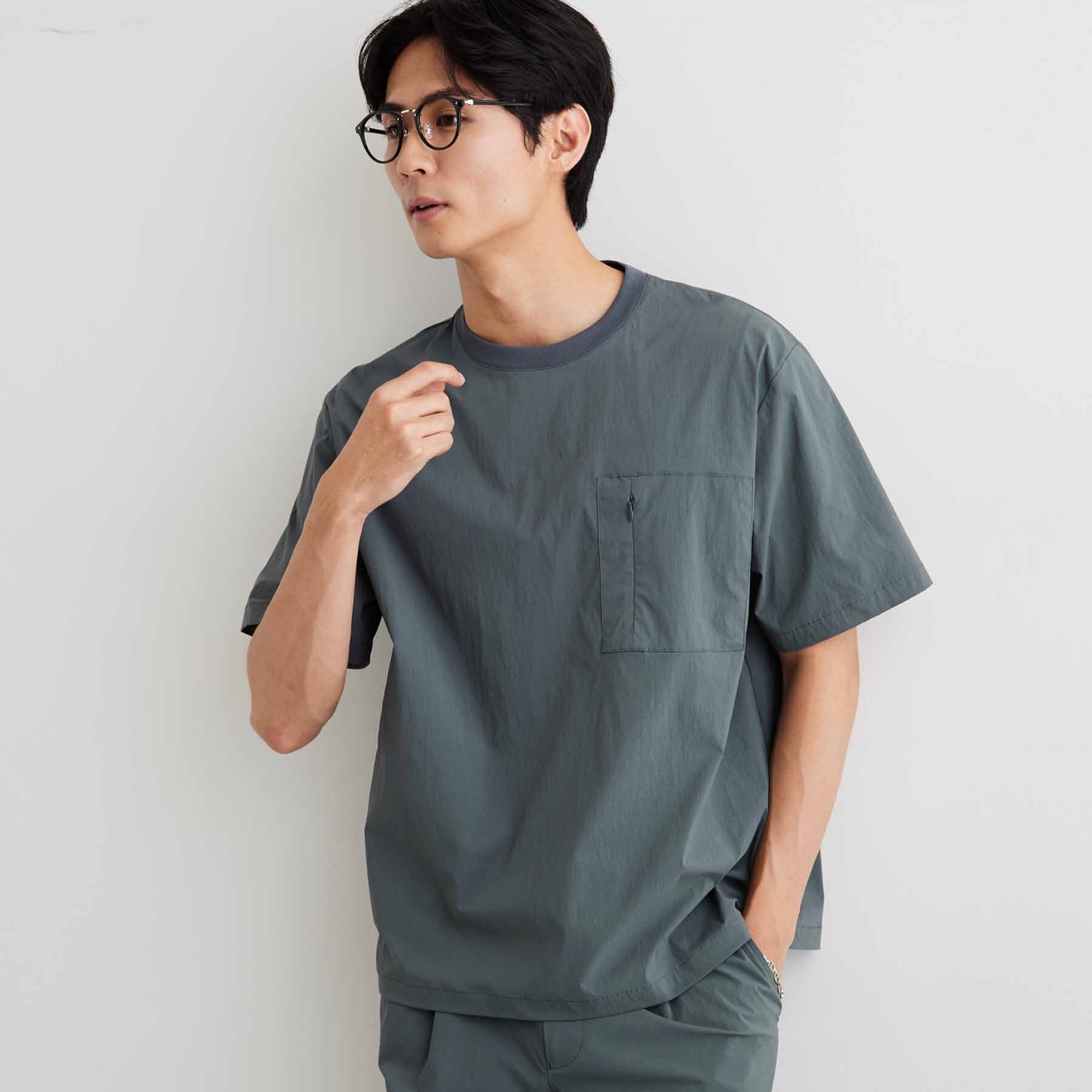THE SHOP TK「【接触冷感/洗濯機OK／セットアップ可】ナイロンストレッチ半袖Tシャツ」|Tシャツ・カットソー|