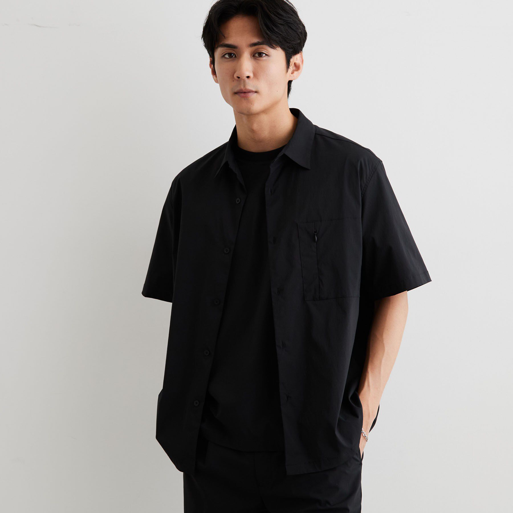 THE SHOP TK「【接触冷感/洗濯機OK/セットアップ可】ナイロンストレッチ半袖シャツ」|シャツ・ブラウス|