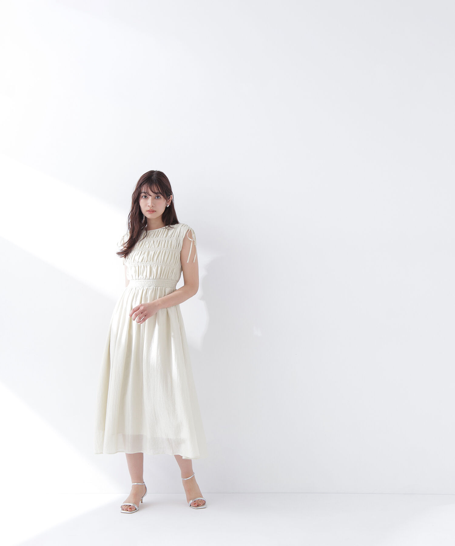  「シアーチェックギャザーワンピース」|ワンピース|