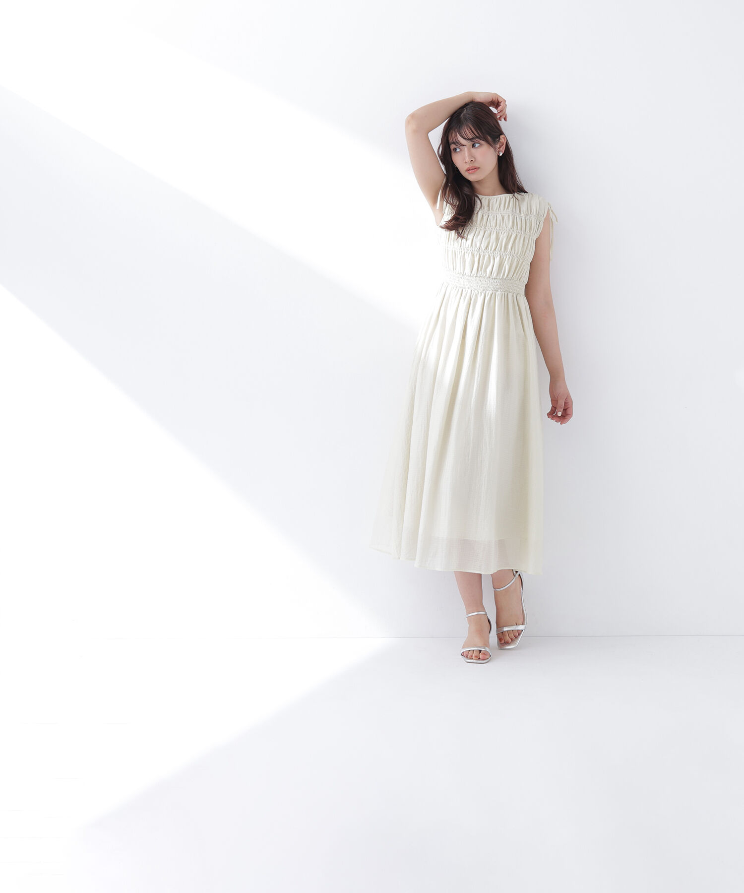  「シアーチェックギャザーワンピース」|ワンピース|