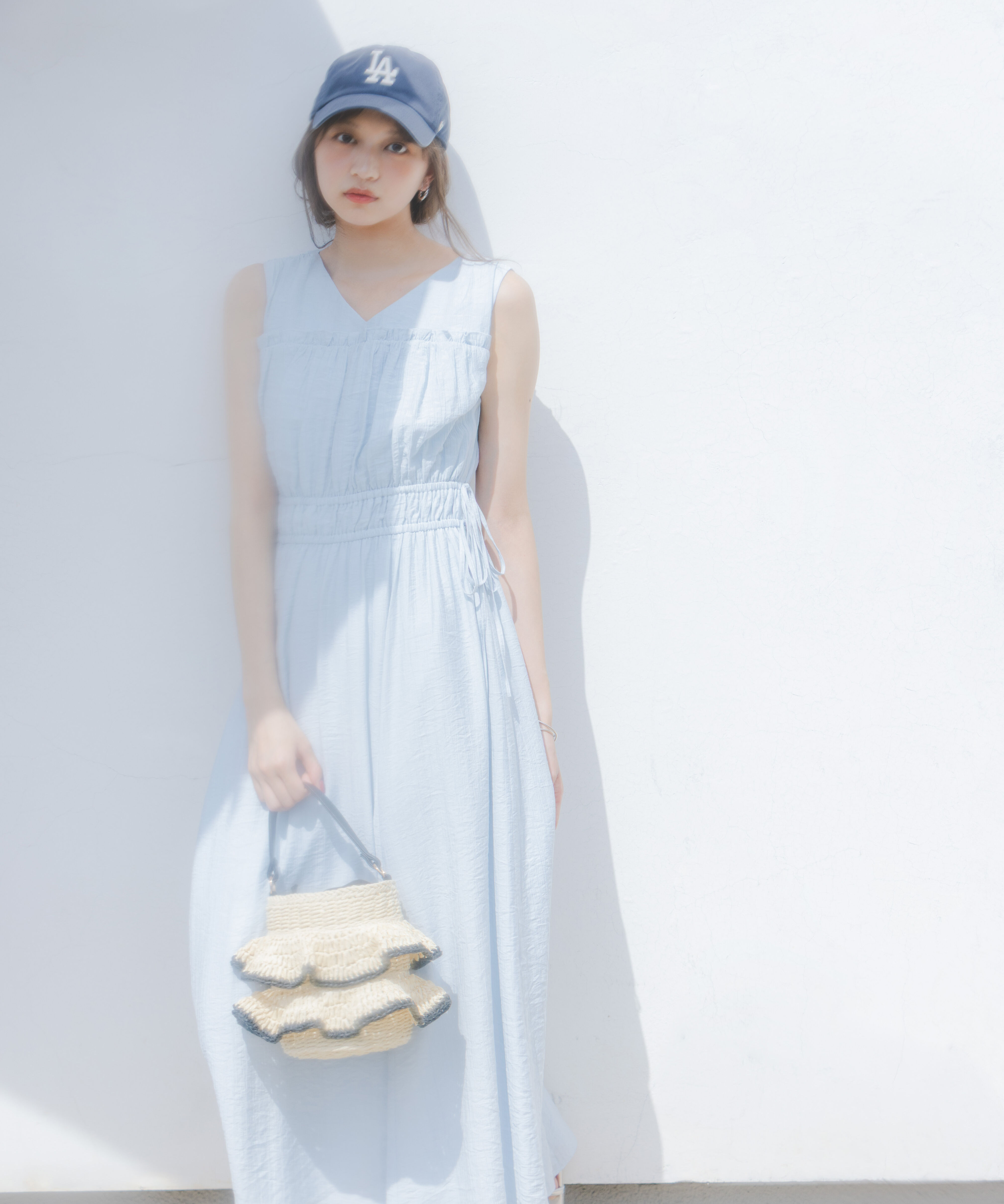 PROPORTION BODY DRESSING「ウエストリボンギャザーワンピース」|ワンピース|ブルー