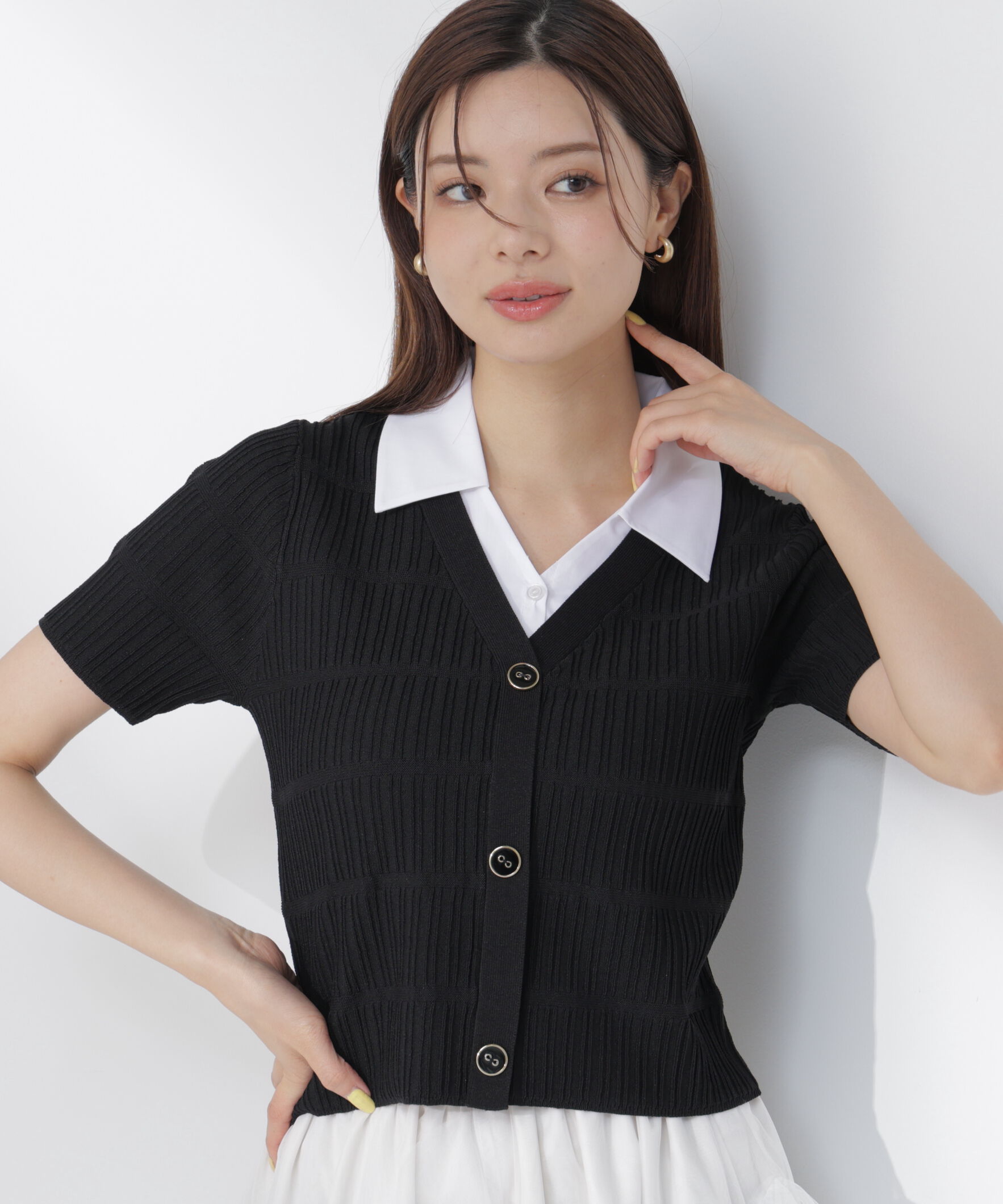 PROPORTION BODY DRESSING「変わり編み襟付きニットトップス」|ニット・セーター|