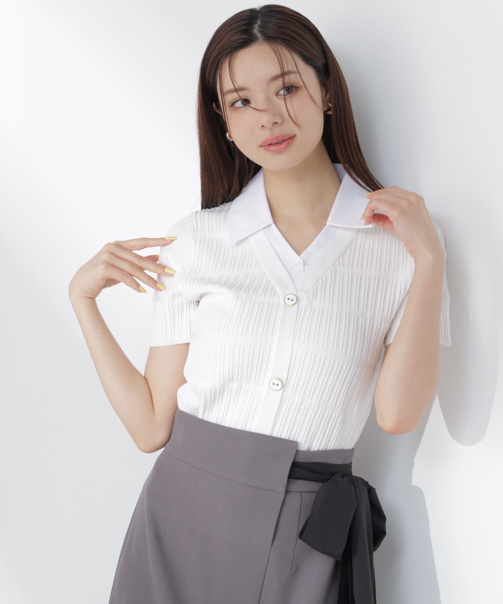 PROPORTION BODY DRESSING「変わり編み襟付きニットトップス」|ニット・セーター|