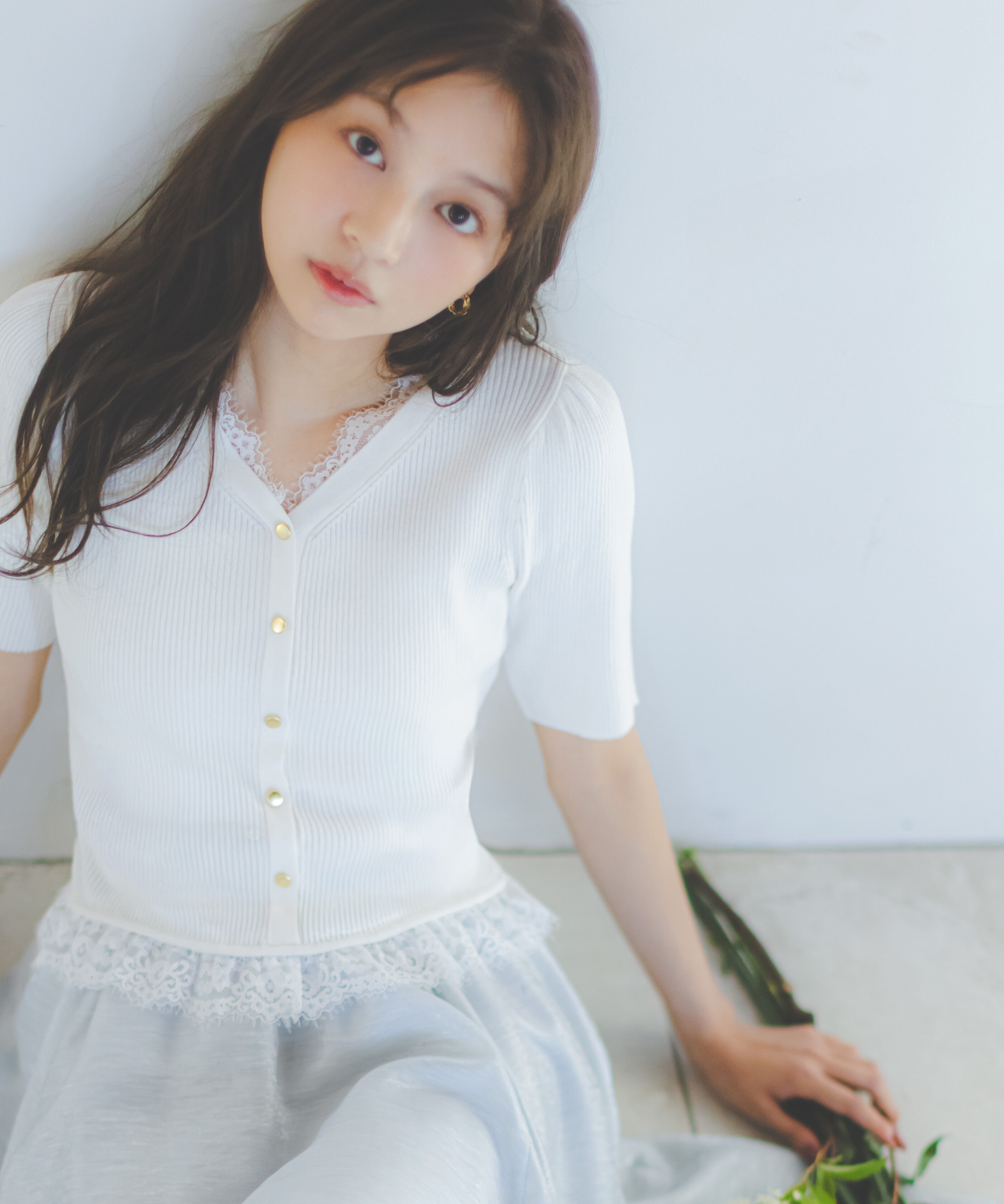 PROPORTION BODY DRESSING「＜一部追加生産予約＞レースレイヤード風リブニット」|ニット・セーター|エクリュ1