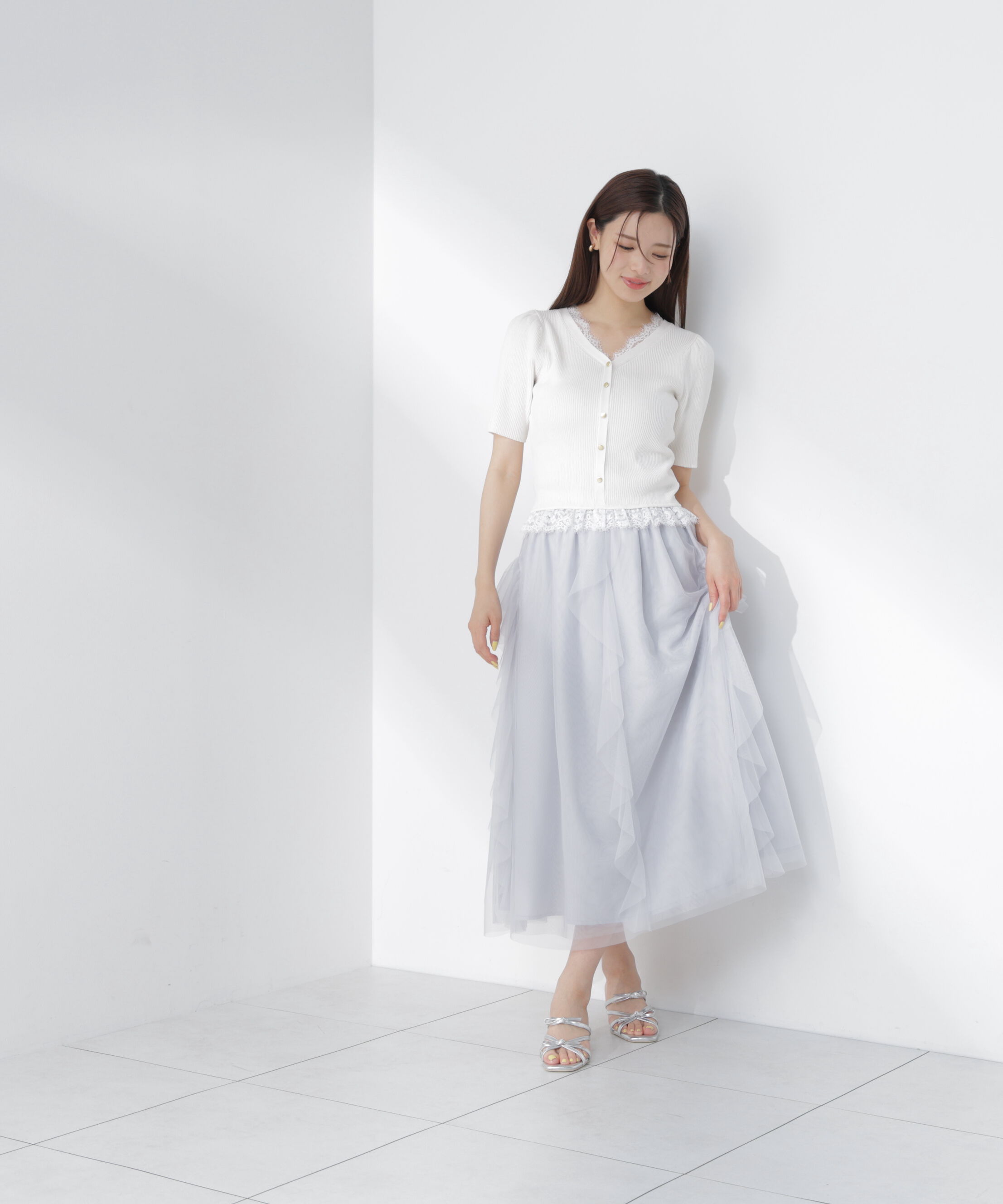 PROPORTION BODY DRESSING「＜一部追加生産予約＞レースレイヤード風リブニット」|ニット・セーター|