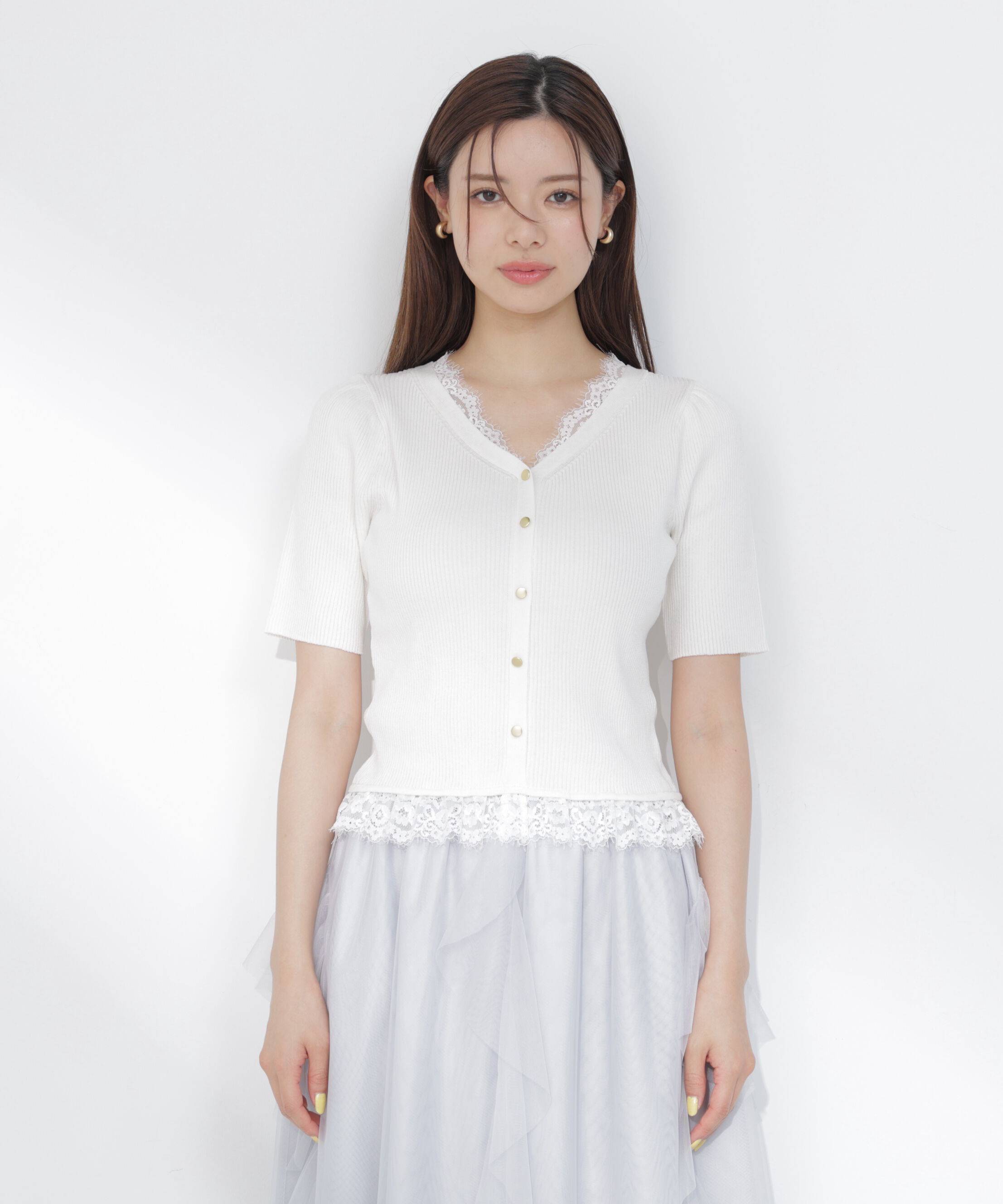 PROPORTION BODY DRESSING「＜一部追加生産予約＞レースレイヤード風リブニット」|ニット・セーター|