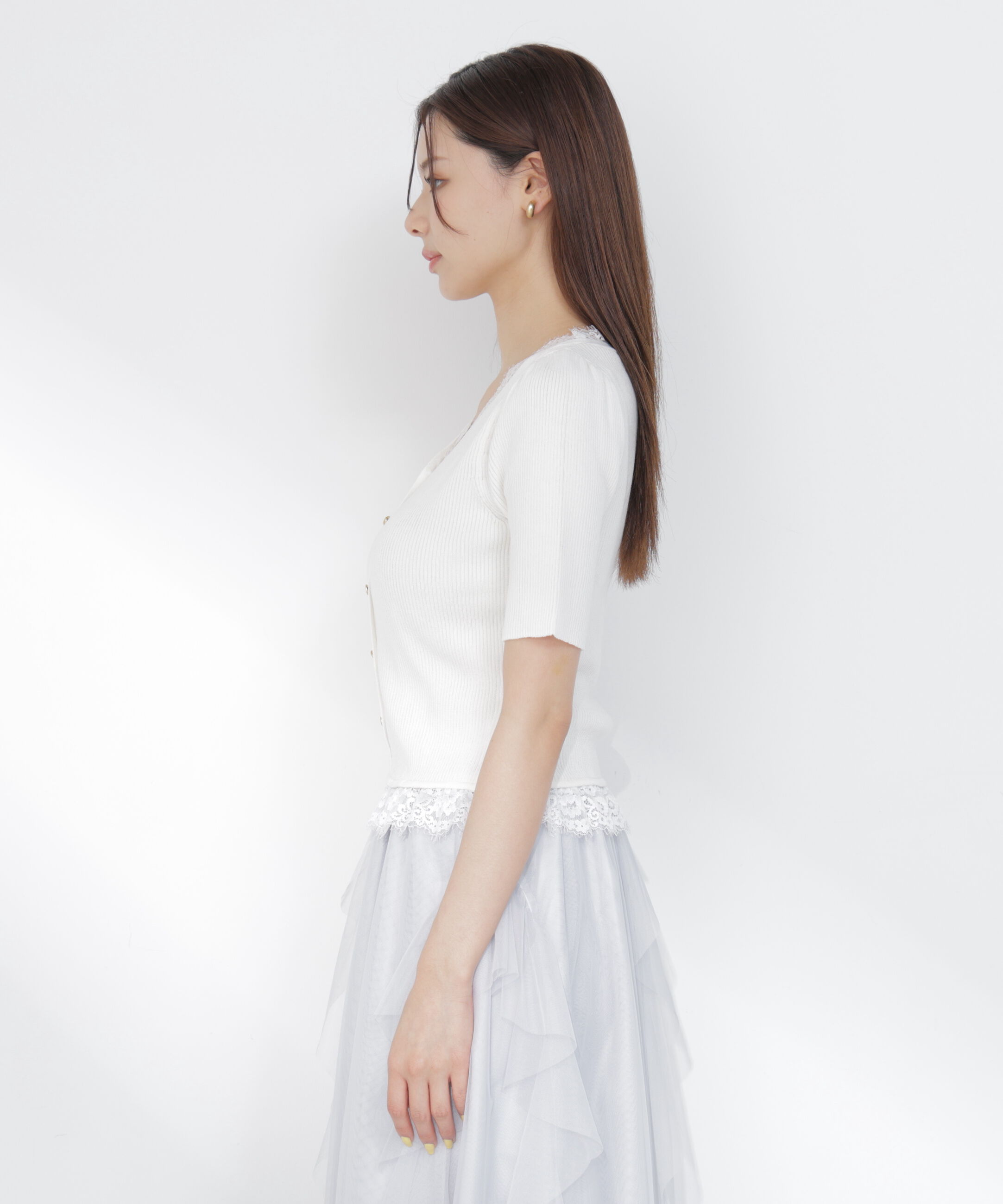 PROPORTION BODY DRESSING「＜一部追加生産予約＞レースレイヤード風リブニット」|ニット・セーター|