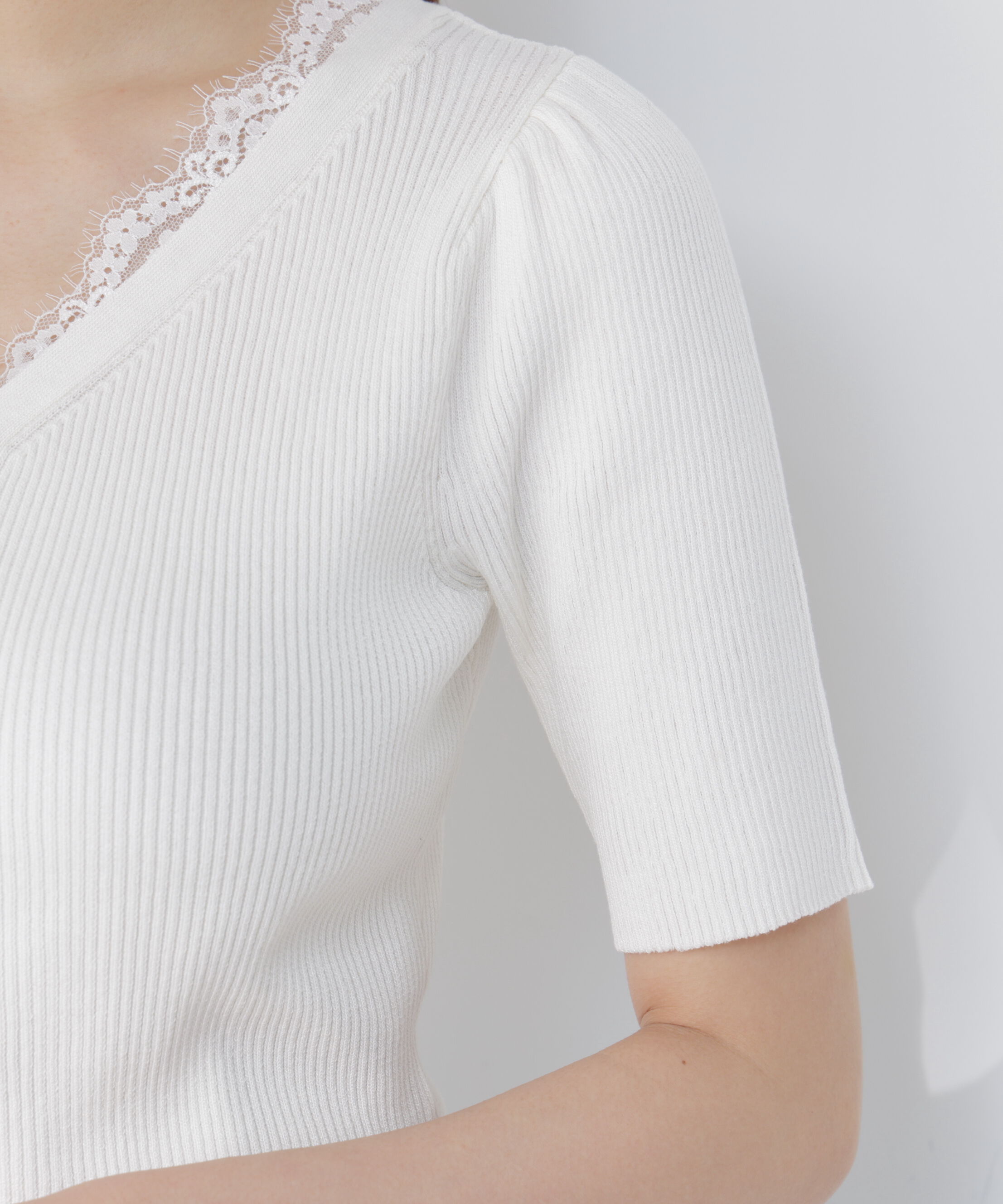 PROPORTION BODY DRESSING「＜一部追加生産予約＞レースレイヤード風リブニット」|ニット・セーター|