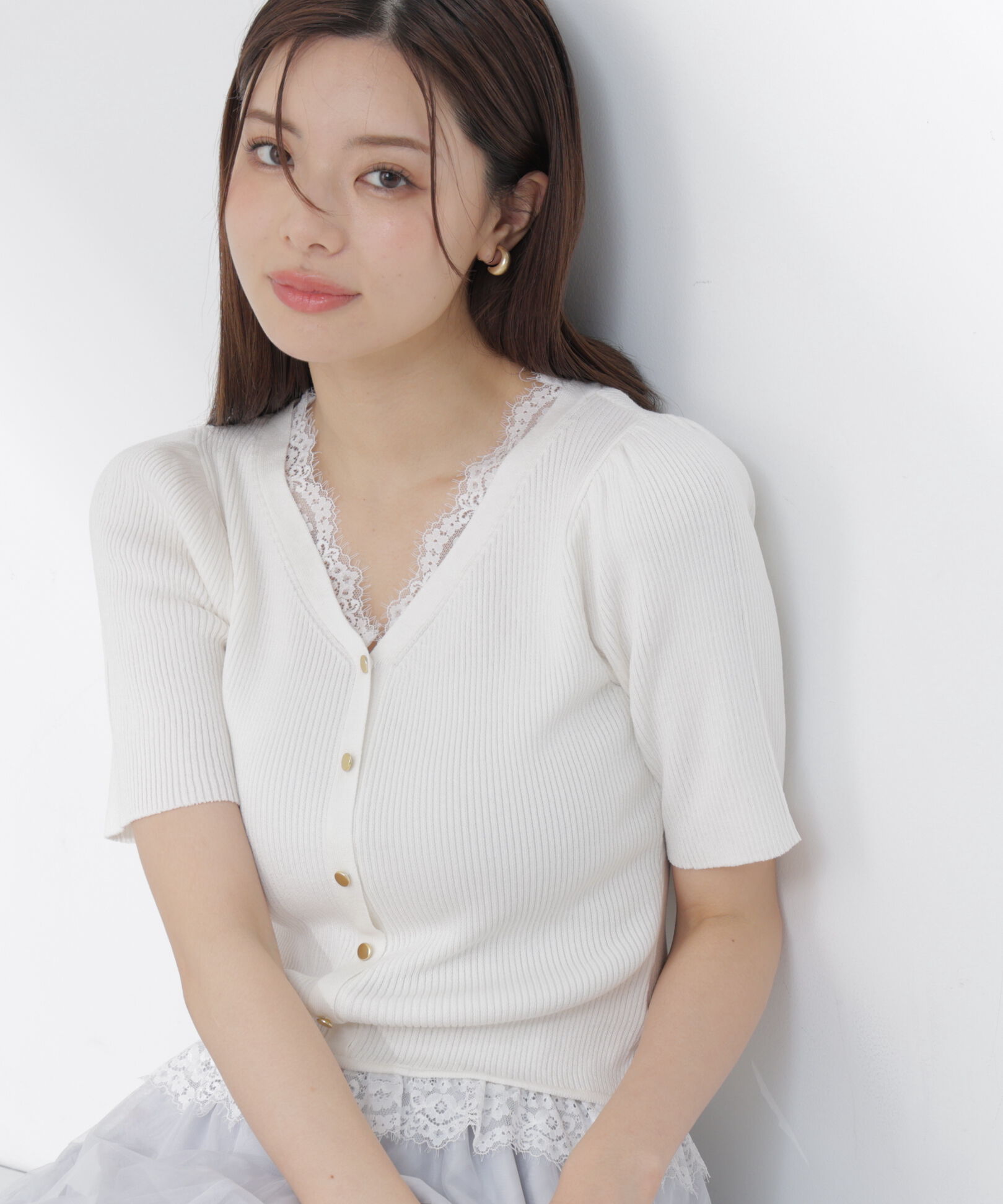 PROPORTION BODY DRESSING「＜一部追加生産予約＞レースレイヤード風リブニット」|ニット・セーター|