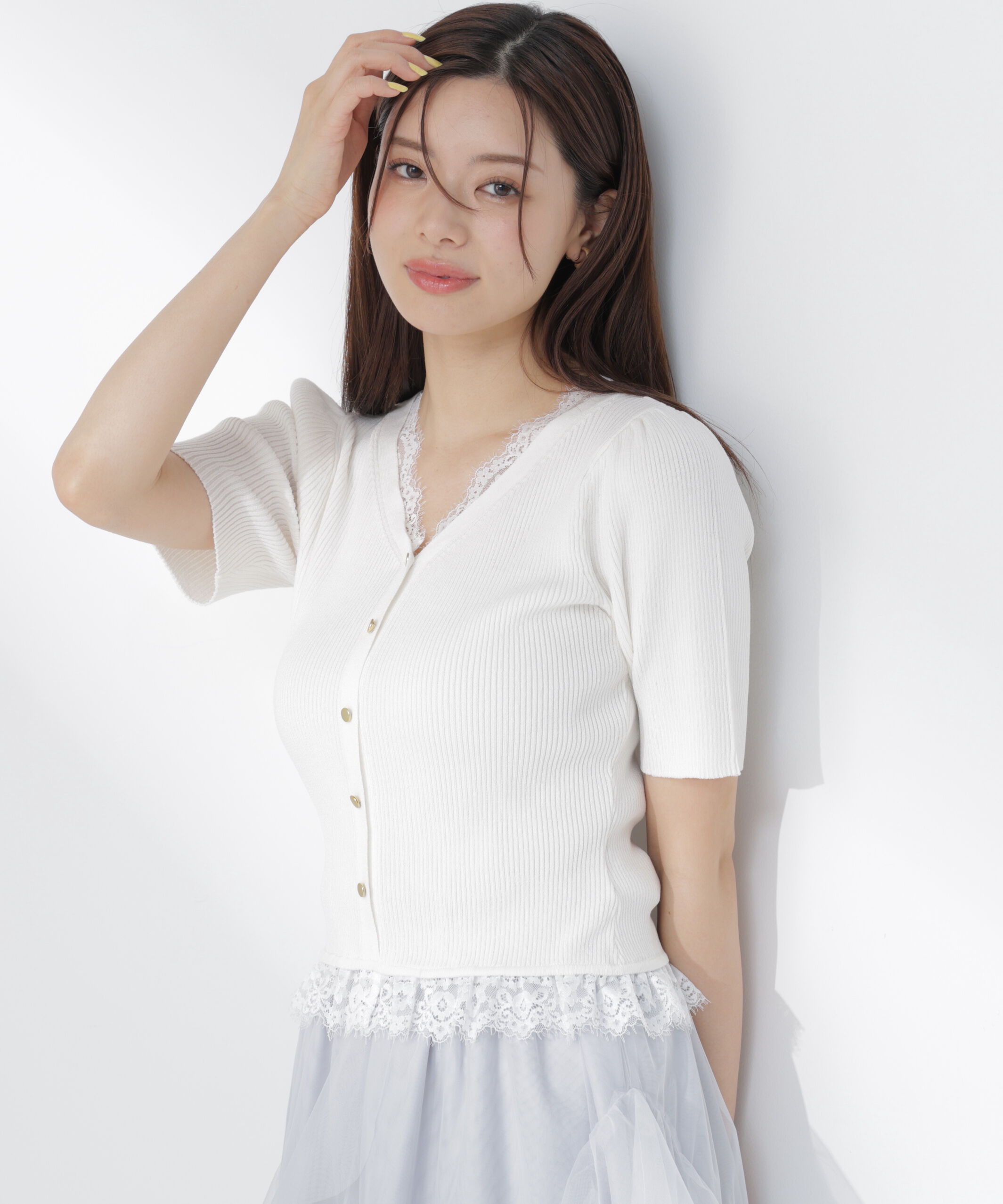 PROPORTION BODY DRESSING「＜一部追加生産予約＞レースレイヤード風リブニット」|ニット・セーター|