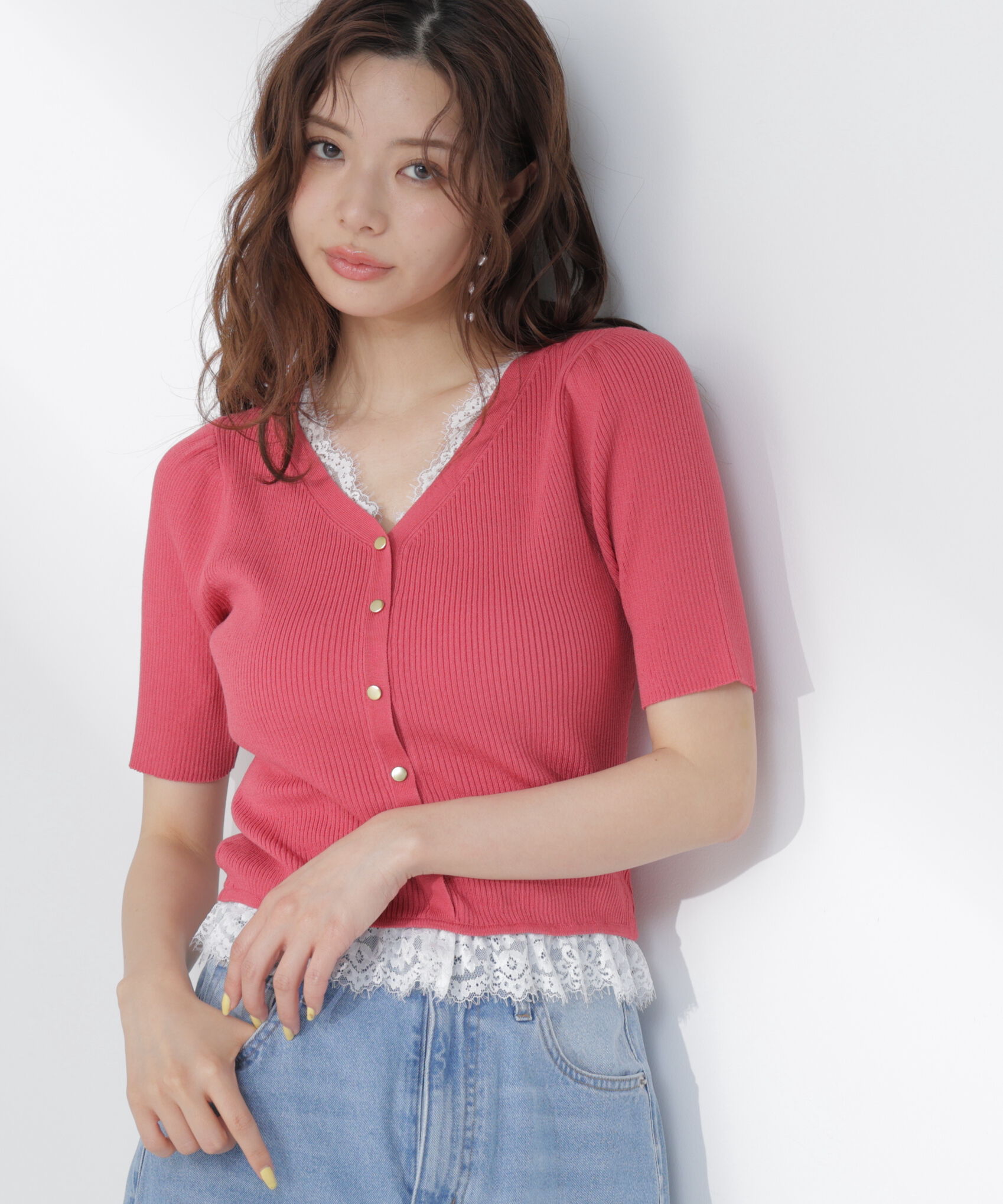 PROPORTION BODY DRESSING「＜一部追加生産予約＞レースレイヤード風リブニット」|ニット・セーター|