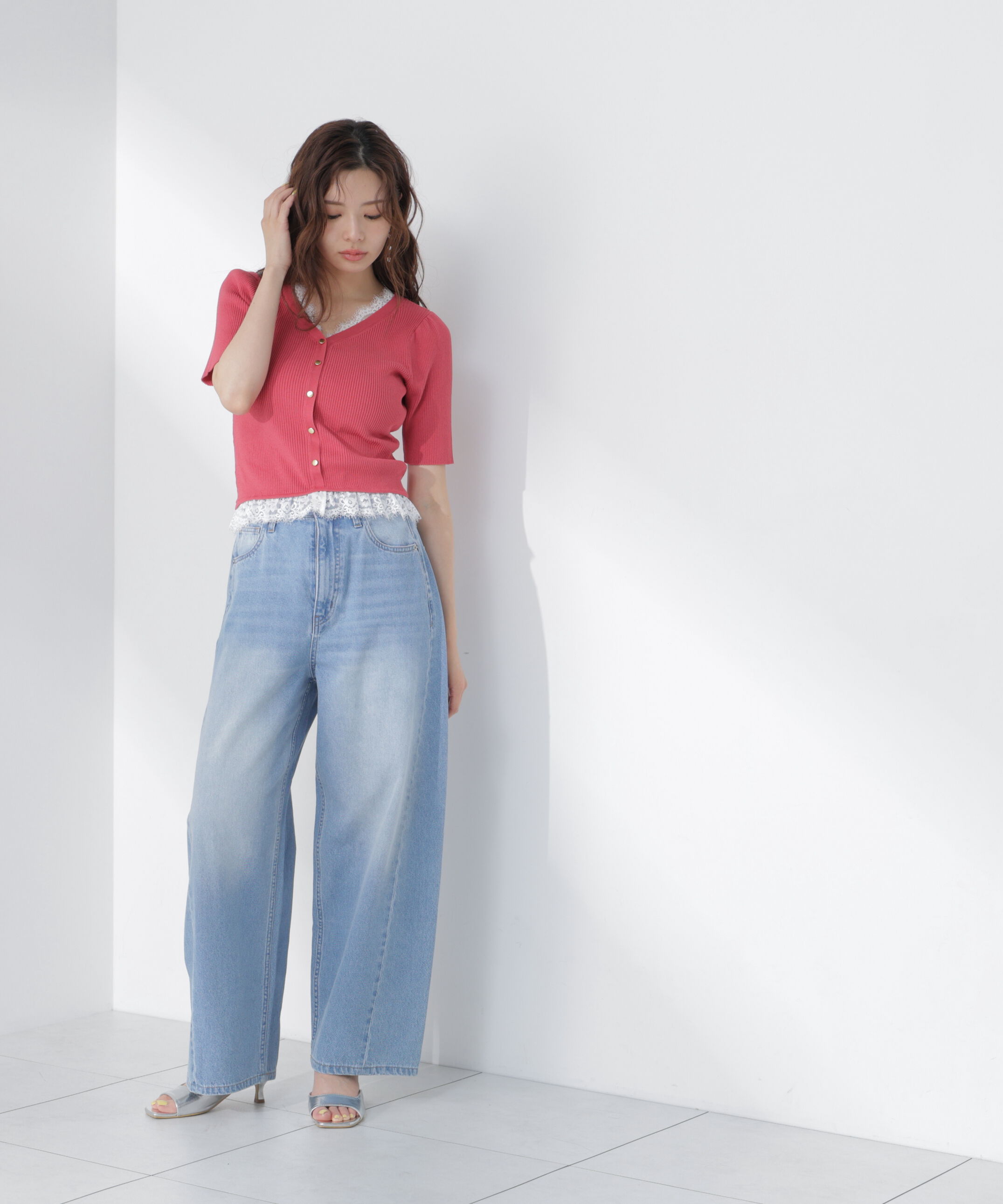 PROPORTION BODY DRESSING「＜一部追加生産予約＞レースレイヤード風リブニット」|ニット・セーター|