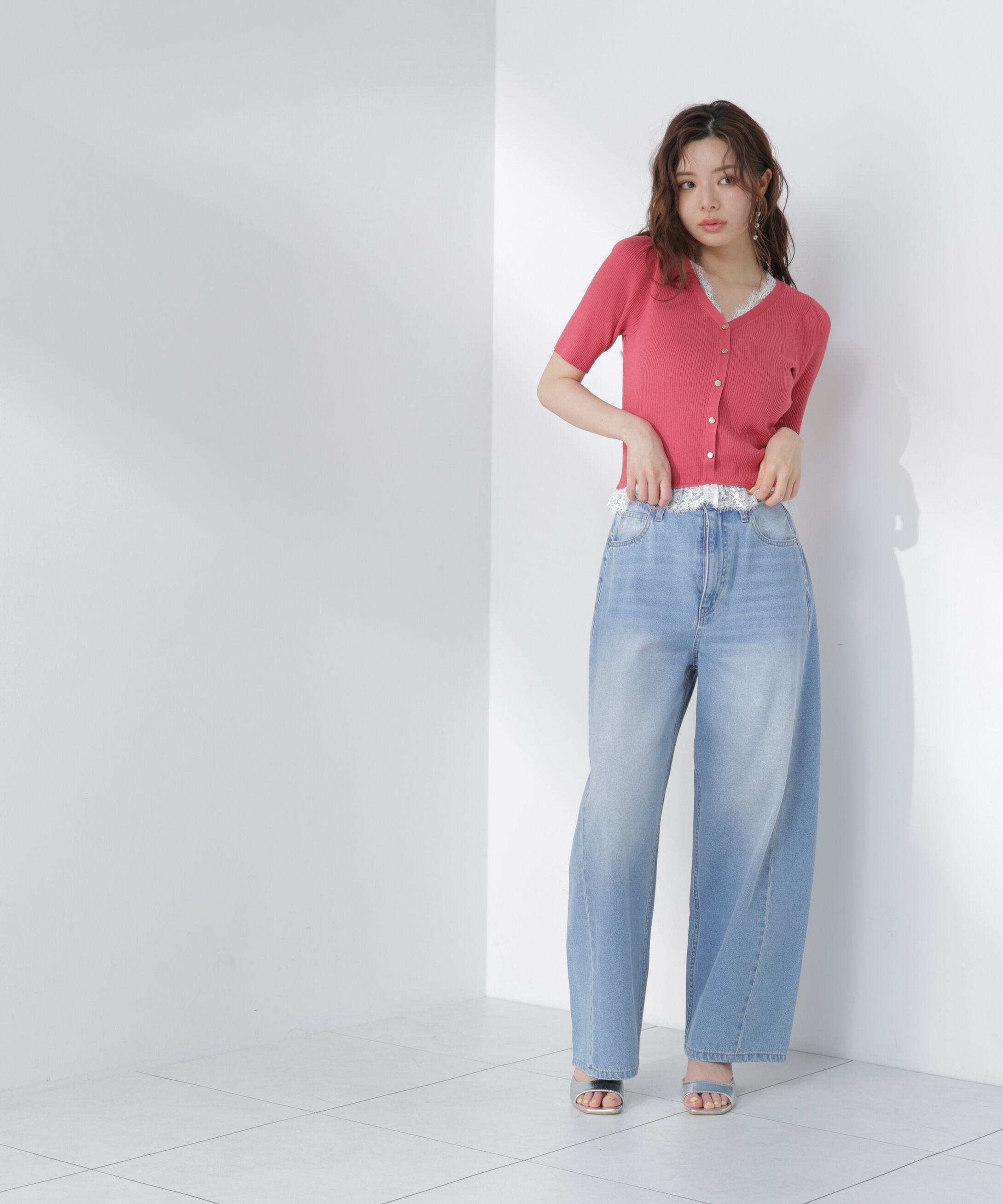 PROPORTION BODY DRESSING「＜一部追加生産予約＞レースレイヤード風リブニット」|ニット・セーター|