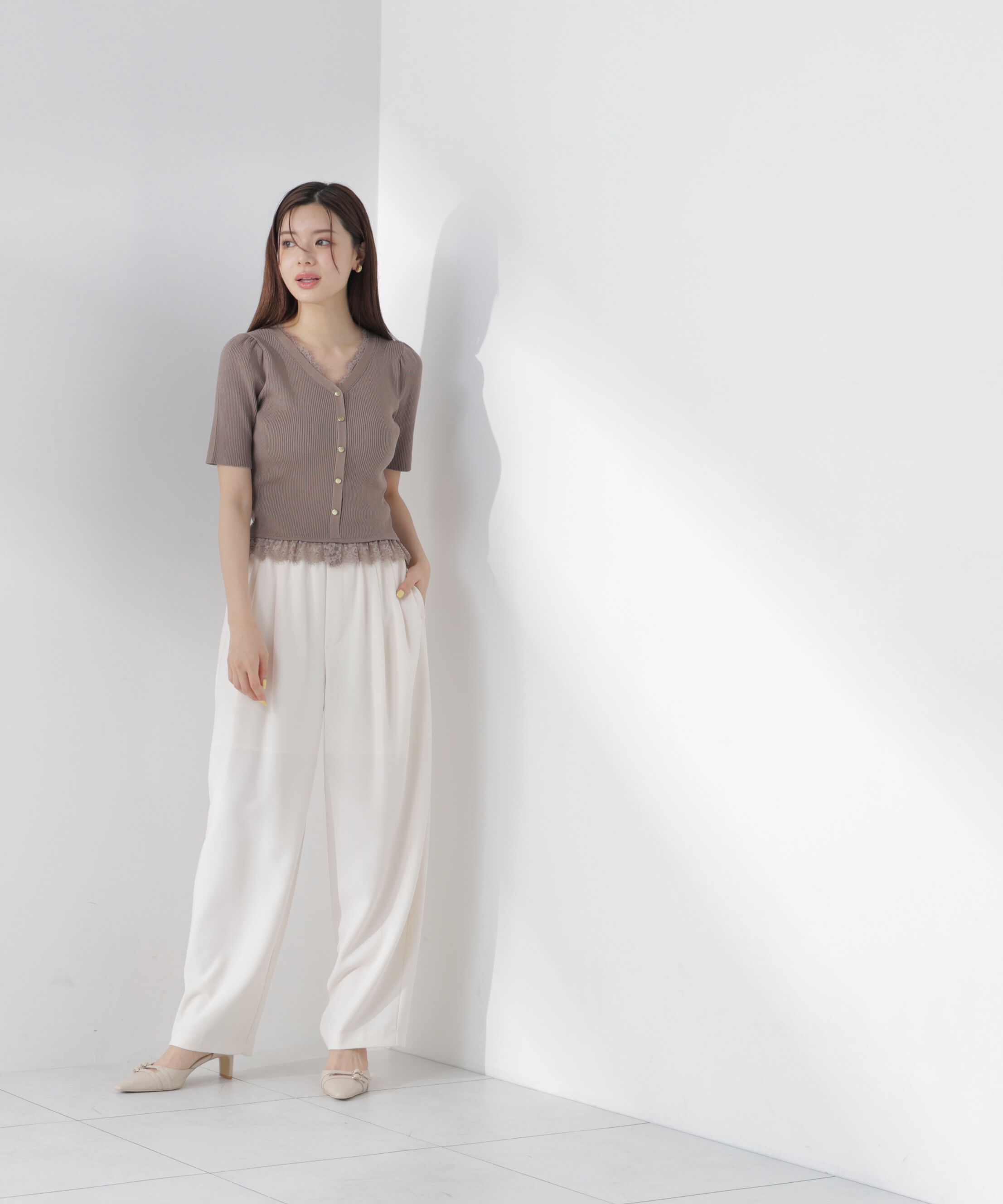 PROPORTION BODY DRESSING「＜一部追加生産予約＞レースレイヤード風リブニット」|ニット・セーター|