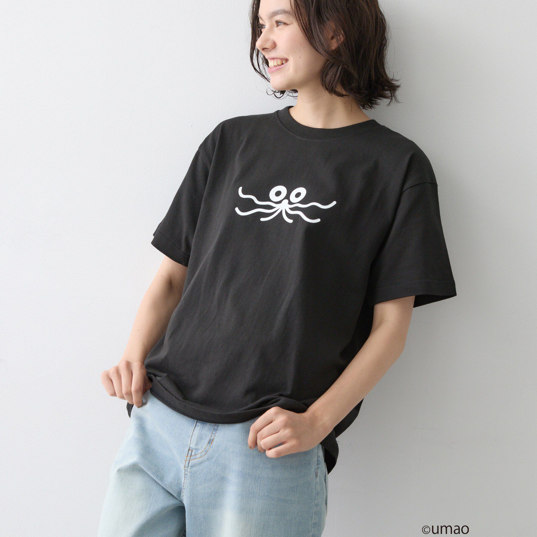 Dessin「UMAO&times;Dessinコラボ プリントキャットフェイスT」|Tシャツ・カットソー|ブラック(019)