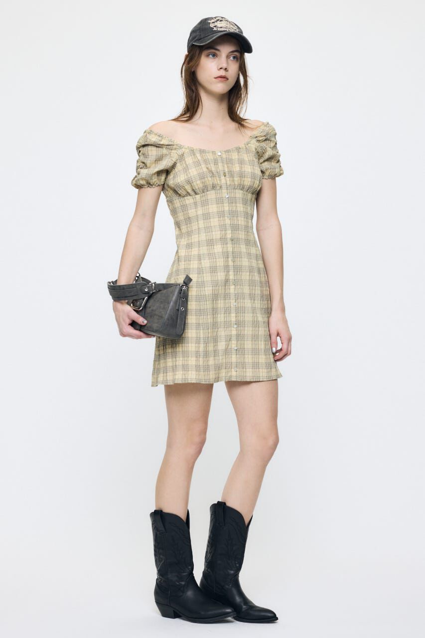 MOUSSY「2WAY SHIRRING MINI ドレス」|ワンピース|