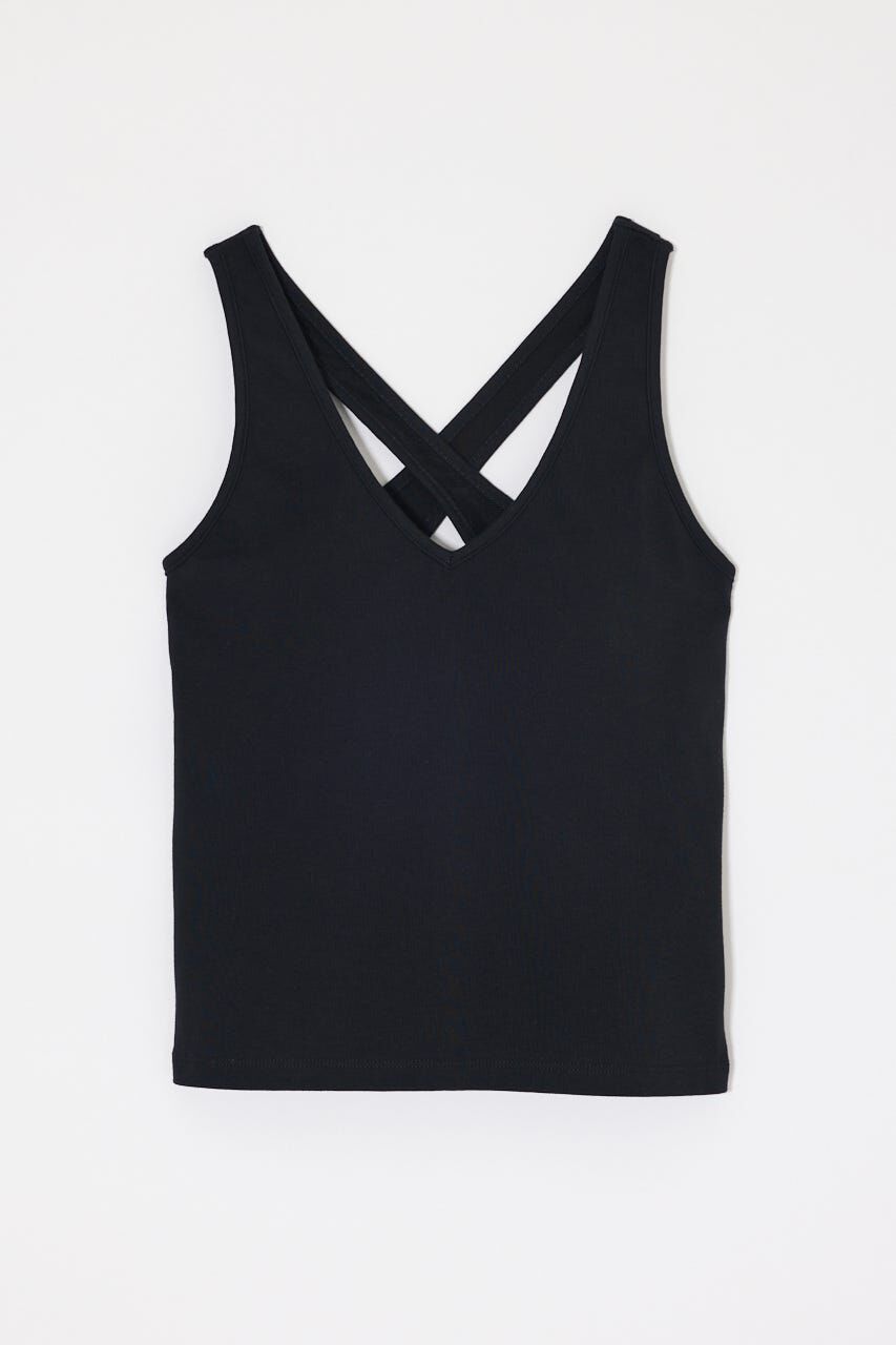 MOUSSY「BACK CROSS CUP タンク」|タンクトップ|BLK