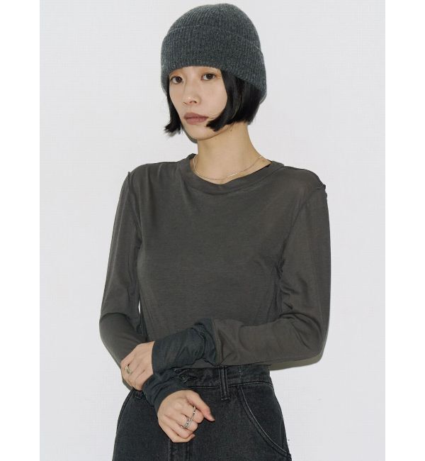 EMODA「【VEQUM】SKIN FIT LONG SLEEVE TOP」|Tシャツ・カットソー|グレー