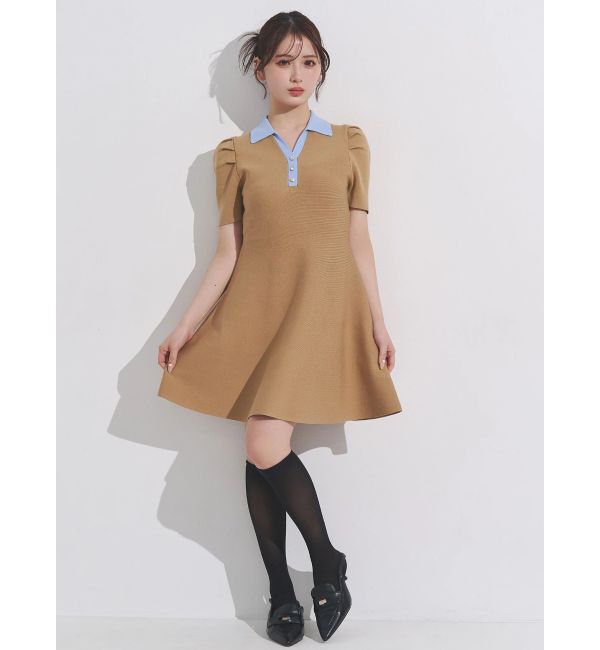 MERCURYDUO「バイカラースキッパーフレアミニワンピース」|ワンピース|